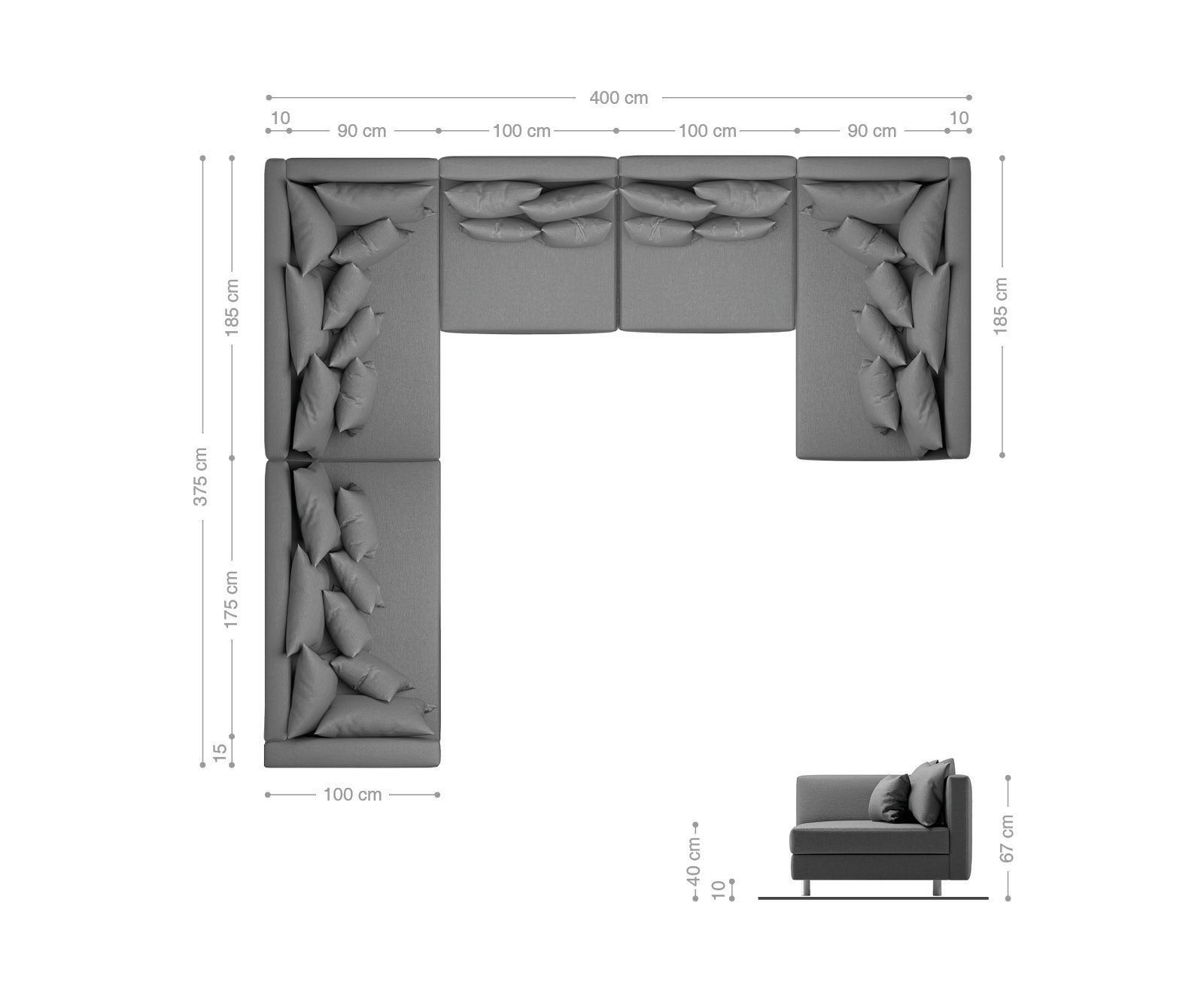 XXL Links Clovis, mane Schwarz Schwarz/Weiss Wohnlandschaft Weiss Wohnlandschaft DELIFE