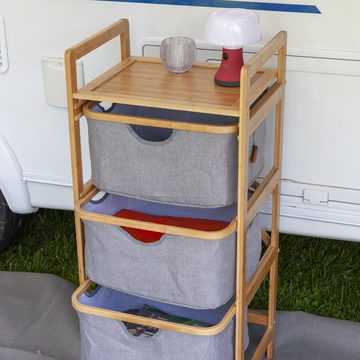 Bo-Camp Stoffschrank Falt Schrank Selsdon Camping Kleider Regal Schubladen Möbel Bambus Holz