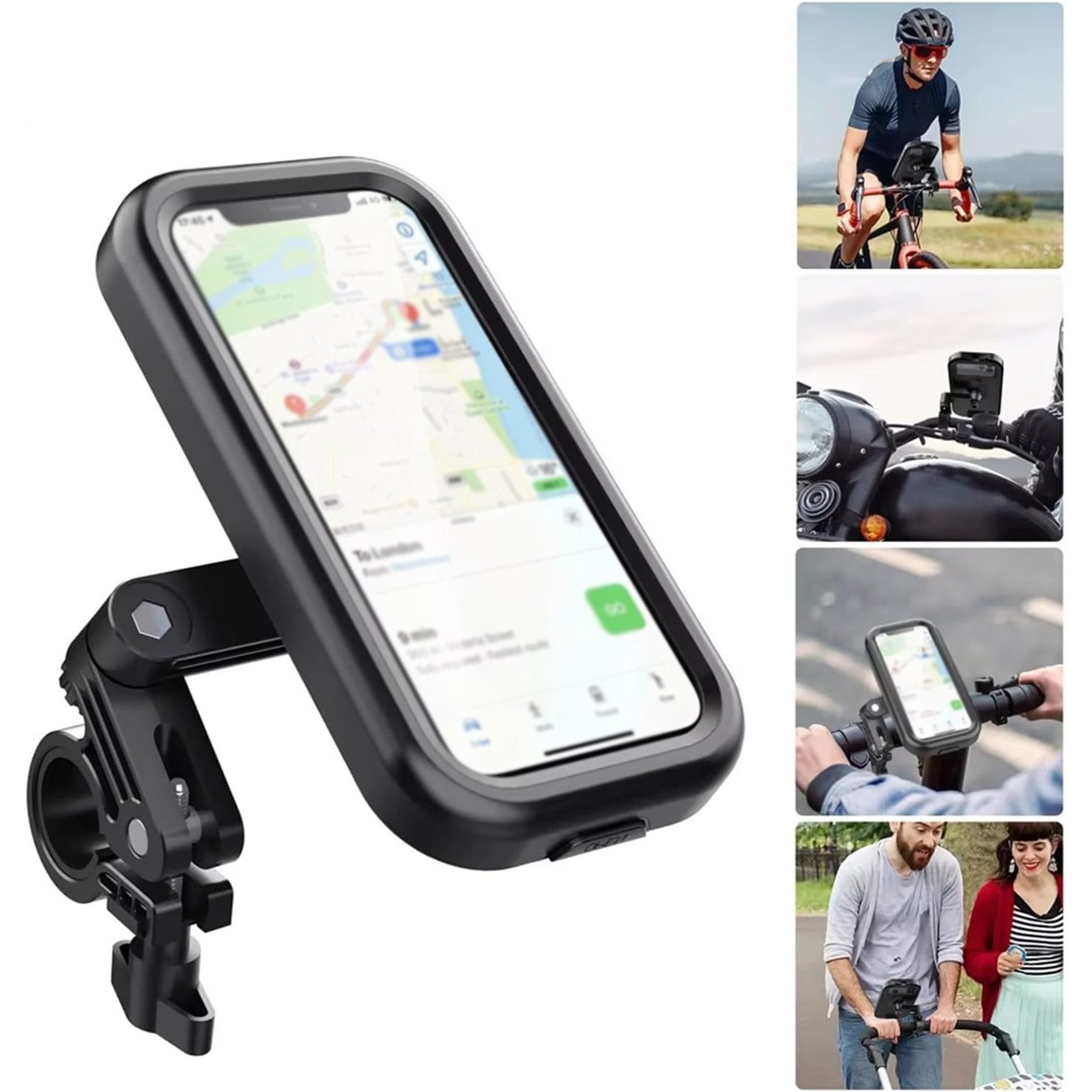 Keyura Handy-Halterung wasserdichte Motorrad Telefon Halterung Fahrrad Telefonhalterung, (bis 6.8 Zoll, 360° Drehbarer Handyhalter Universal-Lenkerinstallation, – Bild 4 von 5