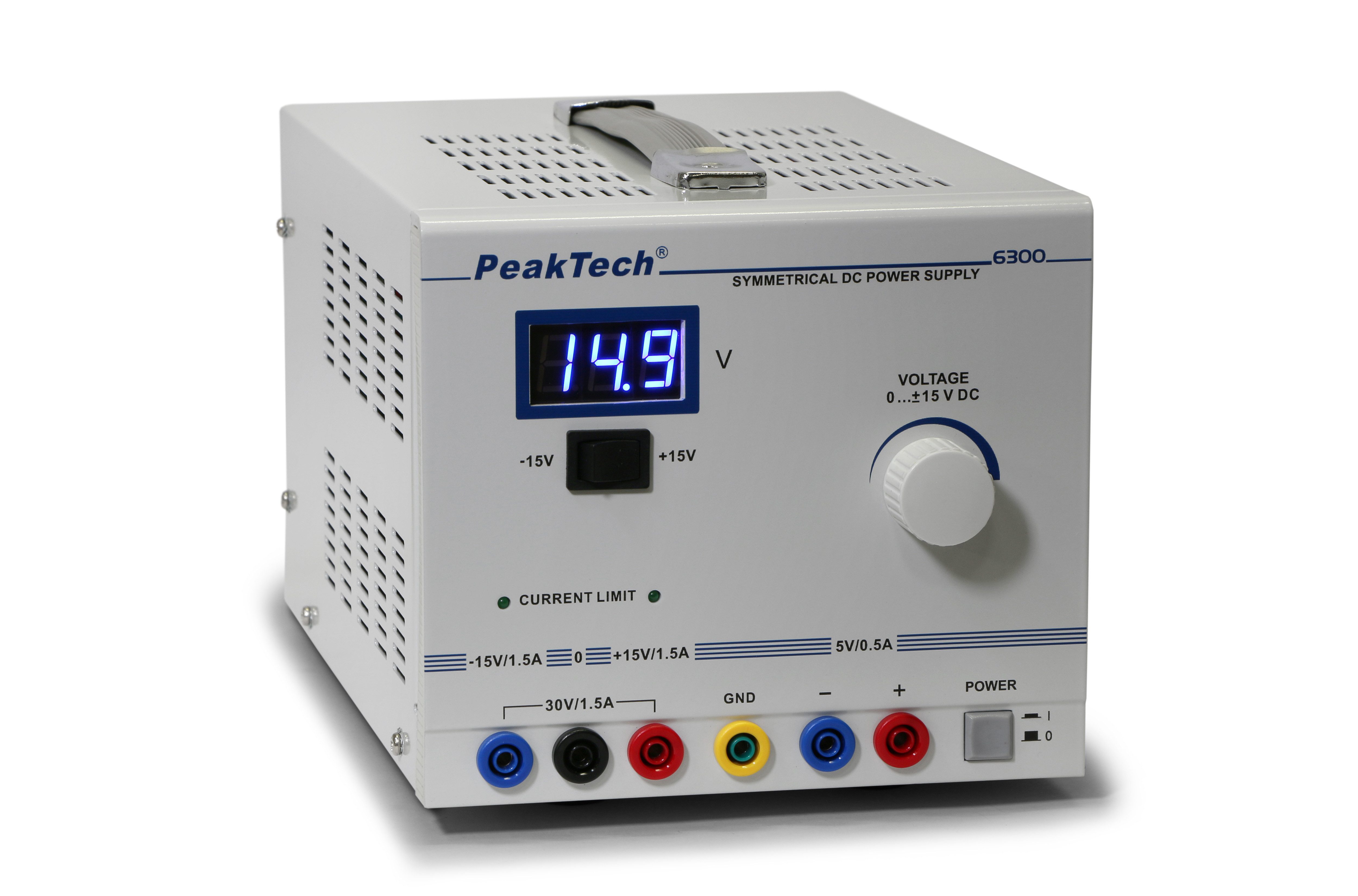PeakTech 15 V 30 V 5 A DC Linear AA8 Labornetzgerät, symmetrisch Labor-Netzteil
