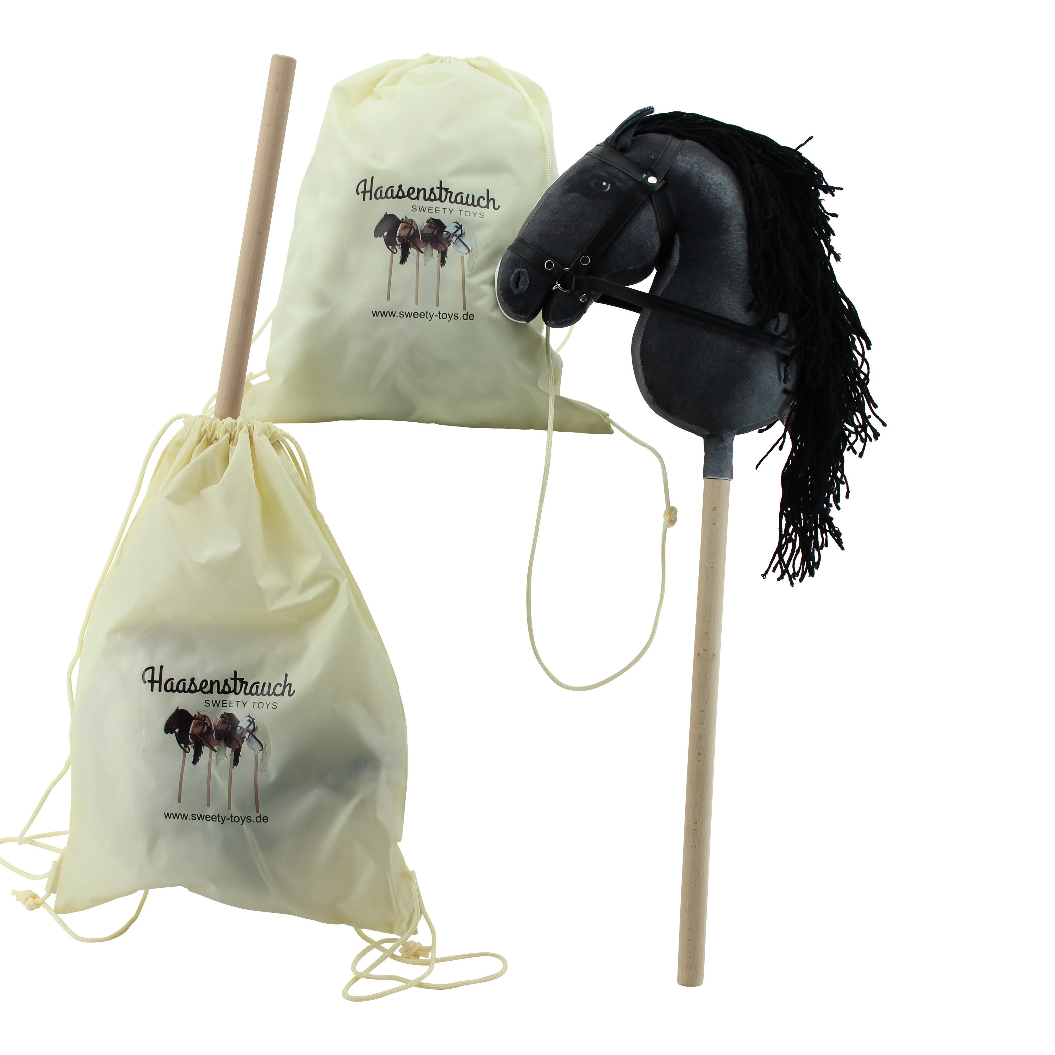 Haasenstrauch Steckenpferd Haasenstrauch Hobbyhorse Steckenpferd schwarz & Transportbeutel