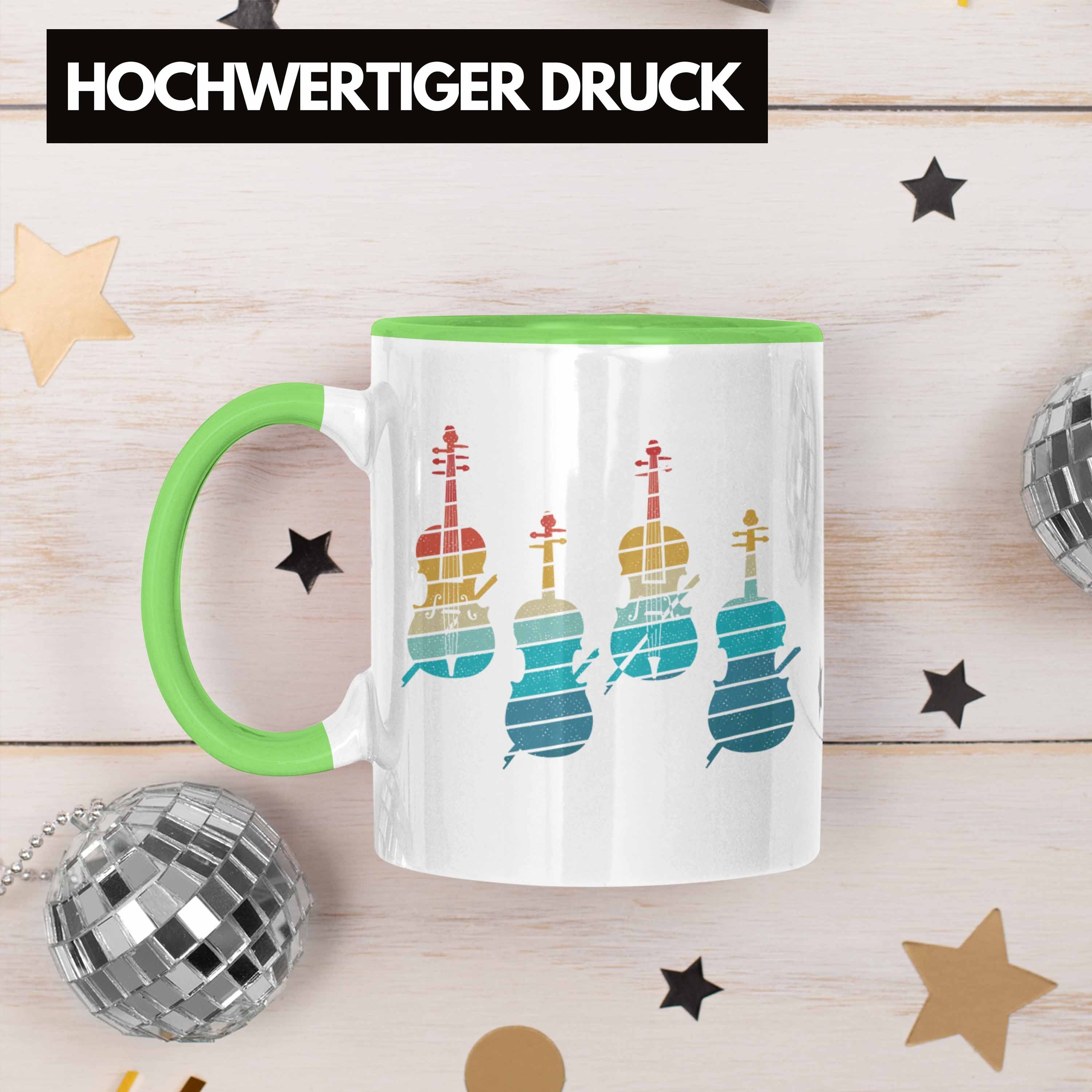 Trendation Kaffee-Becher Tasse Graf Geigenspielerin Geigen Grün Tasse Geigenspieler Geschenk