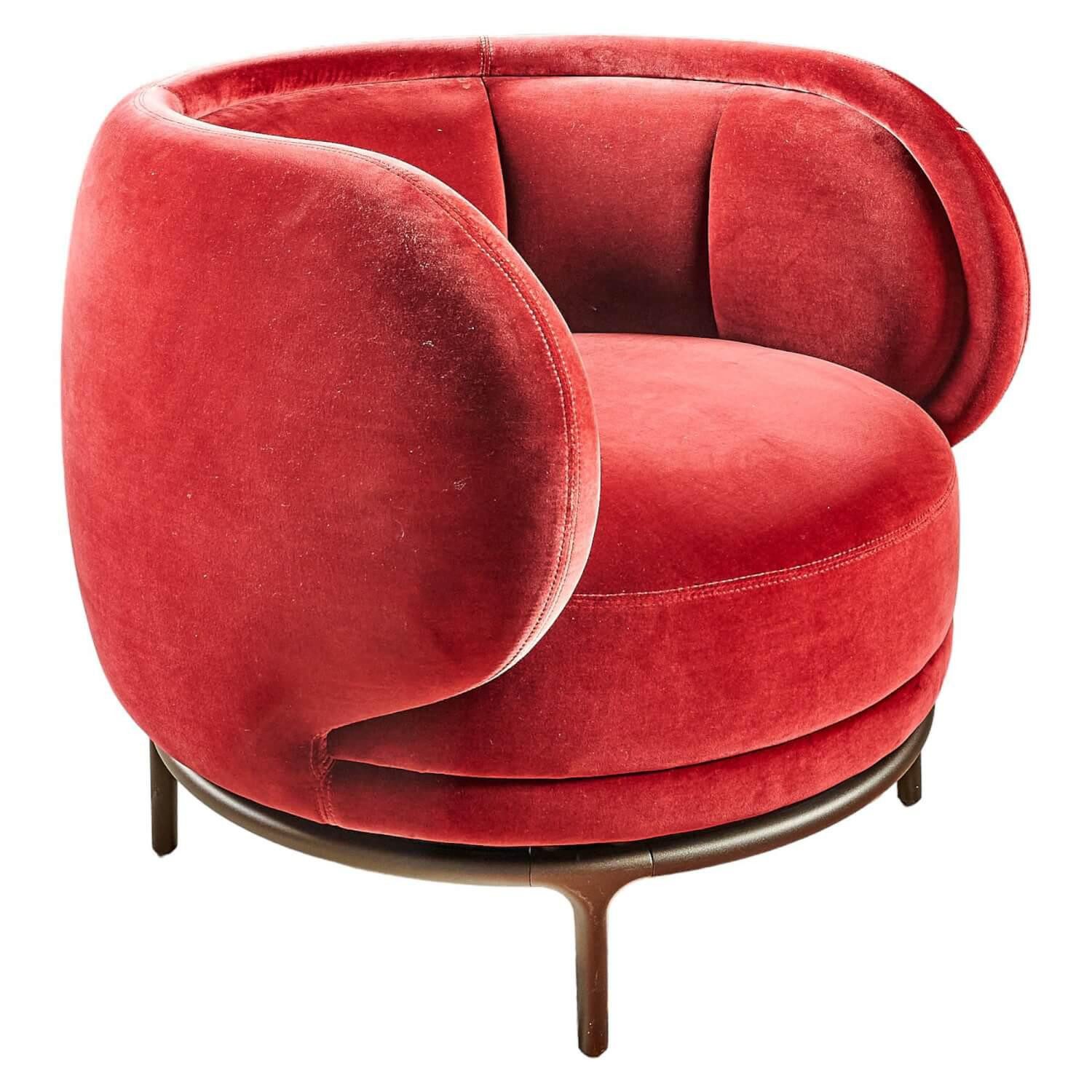 Wittmann Loungesessel Sessel/Fauteuil Vuelta 80 Bezug Stoff Velvet Bordeaux Rot