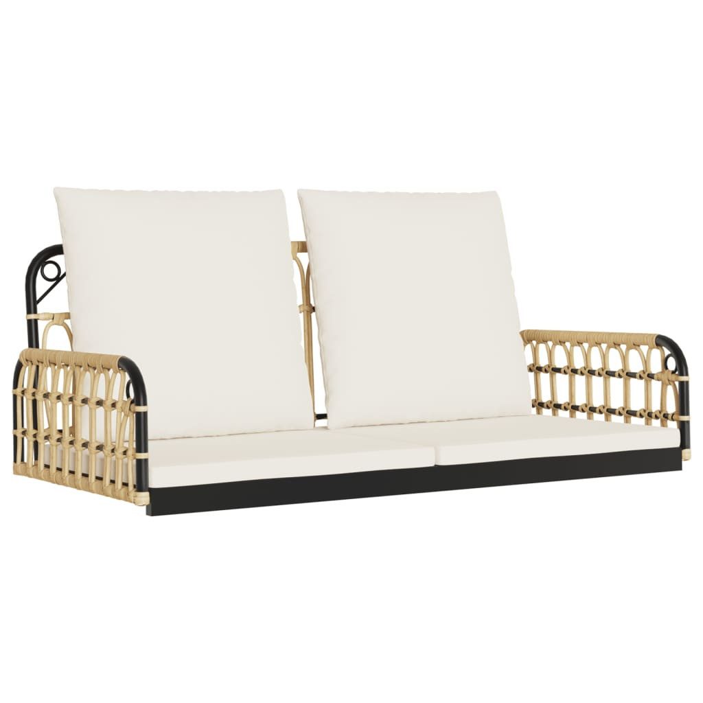 vidaXL Gartenbank Hängebank mit Kissen 105x58x38 cm Poly Rattan und Stahl (1-St)