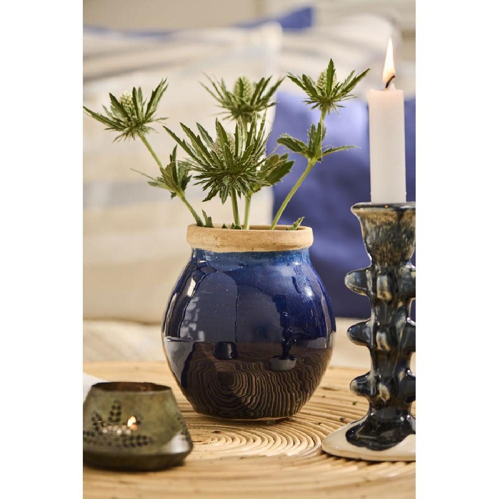 Ib Laursen Dekovase Ib Laursen Vase Avignon mit blauer Glasur (13,5cm)