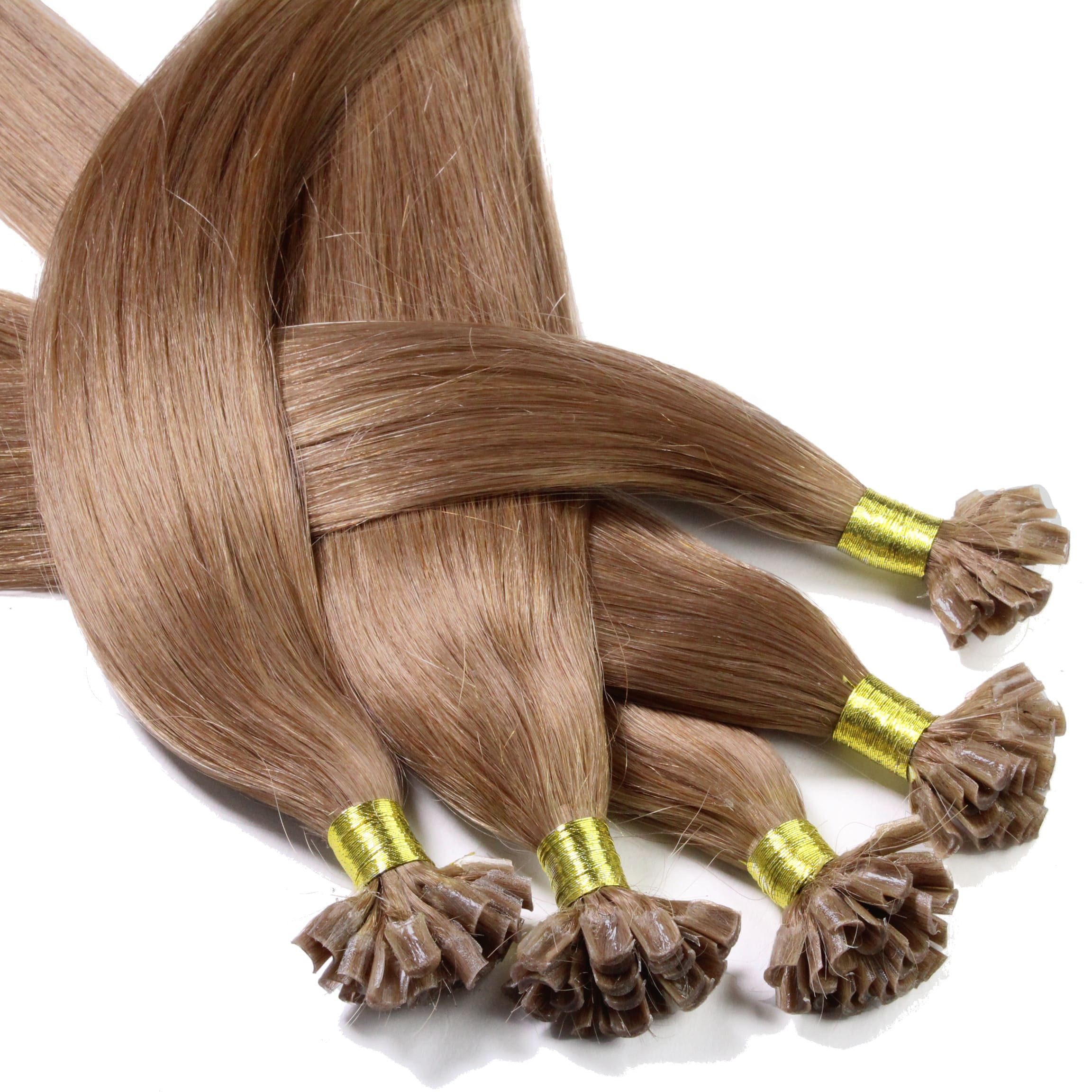 hair2heart Echthaar-Extension Bonding Extensions - glatt #8/1 Hellblond Asch 1g 40cm