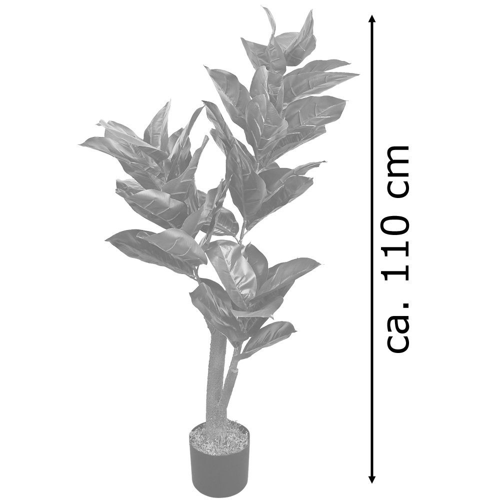 Kunstpflanze Decovego, Künstliche Kunstpflanze Decovego Pflanze 110cm Gummibaum Kautschukbaum Kunstbaum