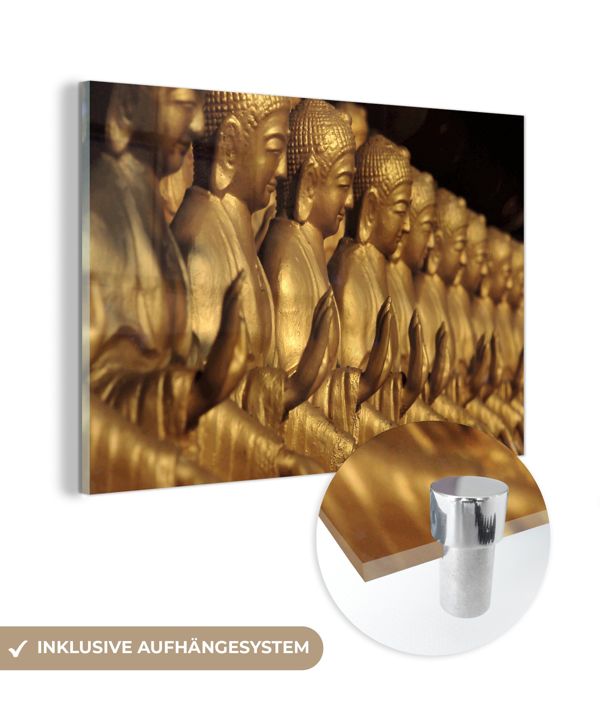 MuchoWow Acrylglasbild Buddhas in einer Reihe, (1 St), Acrylglasbilder Wohnzimmer & Schlafzimmer