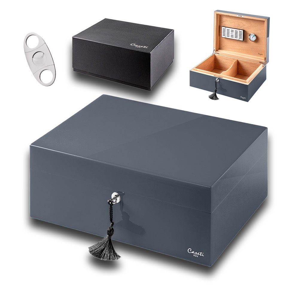 Coumo Humidor Caseti Paris, Set, Abschließbar, Geschenkbox, Hochglanz