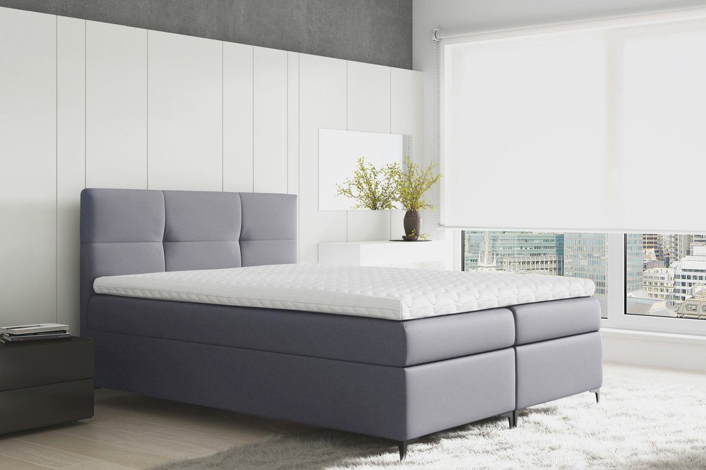 99rooms Boxspringbett Nelson (Schlafzimmerbett, Bett), mit Bonellfederkern Matratze, Topper, Bettkasten, Kopfteil gepolstert