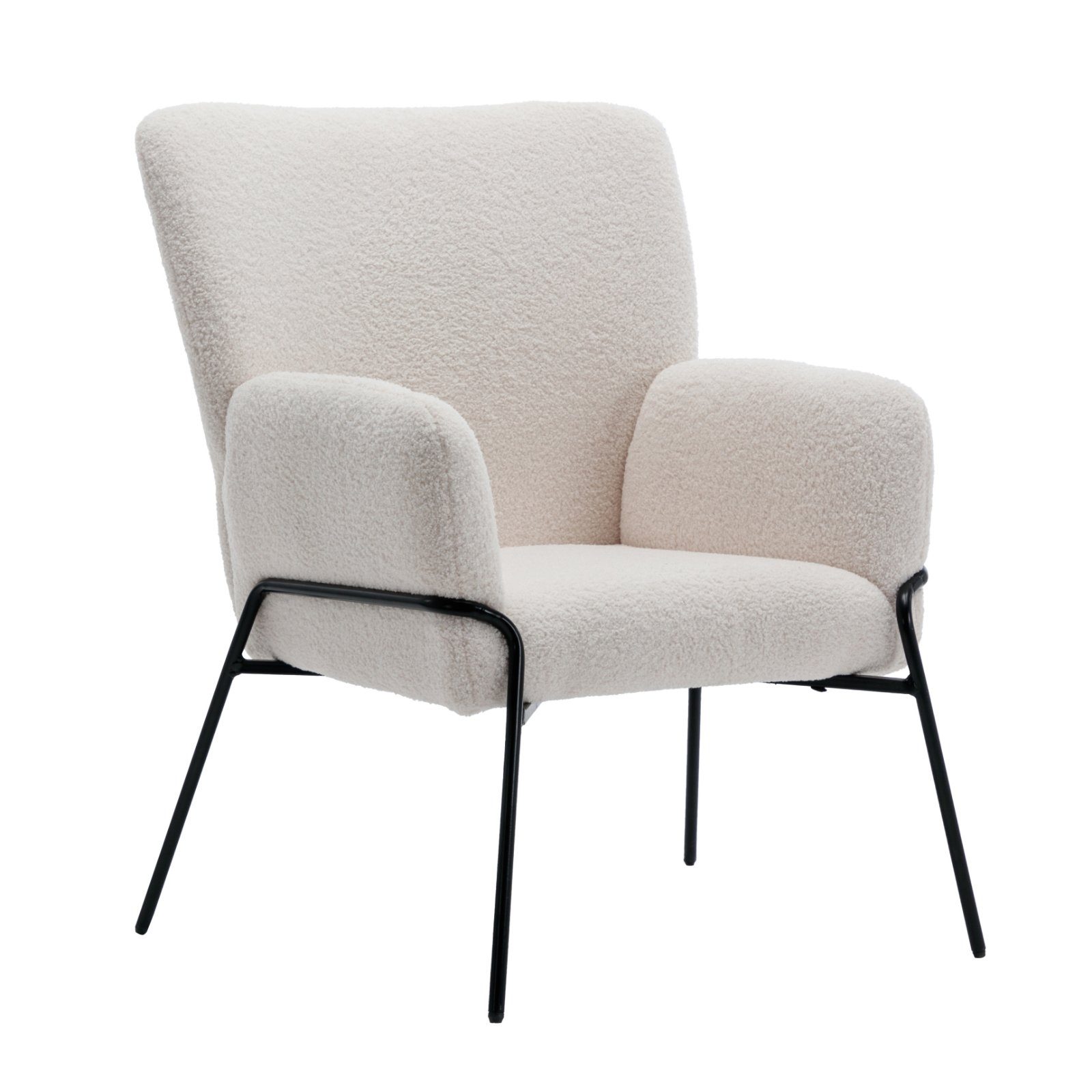 SVITA Loungesessel FREIA, Loungestuhl, Metallbeine, Teddyboucle, Weiß günstig online kaufen