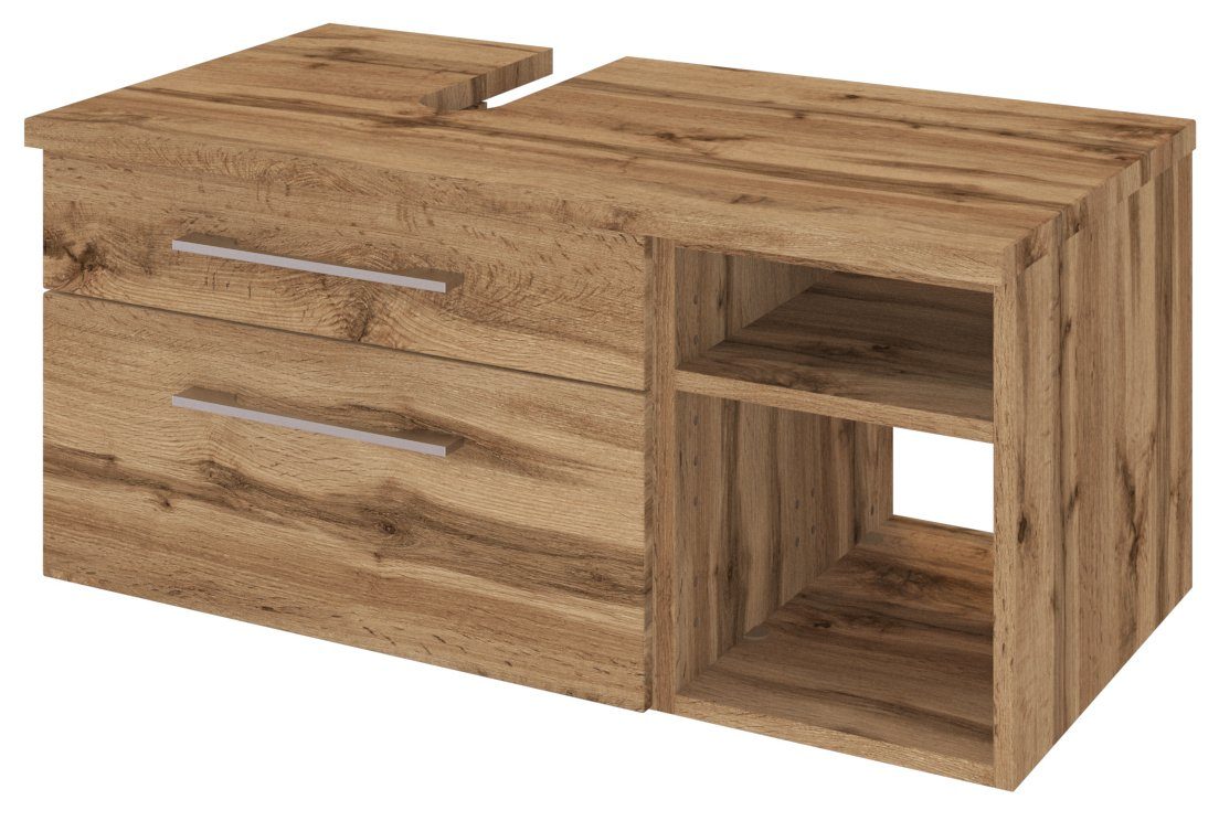 HELD MÖBEL Unterschrank Unterbeckenschrank Davos 90 cm (links) Wotaneiche/Wotaneiche