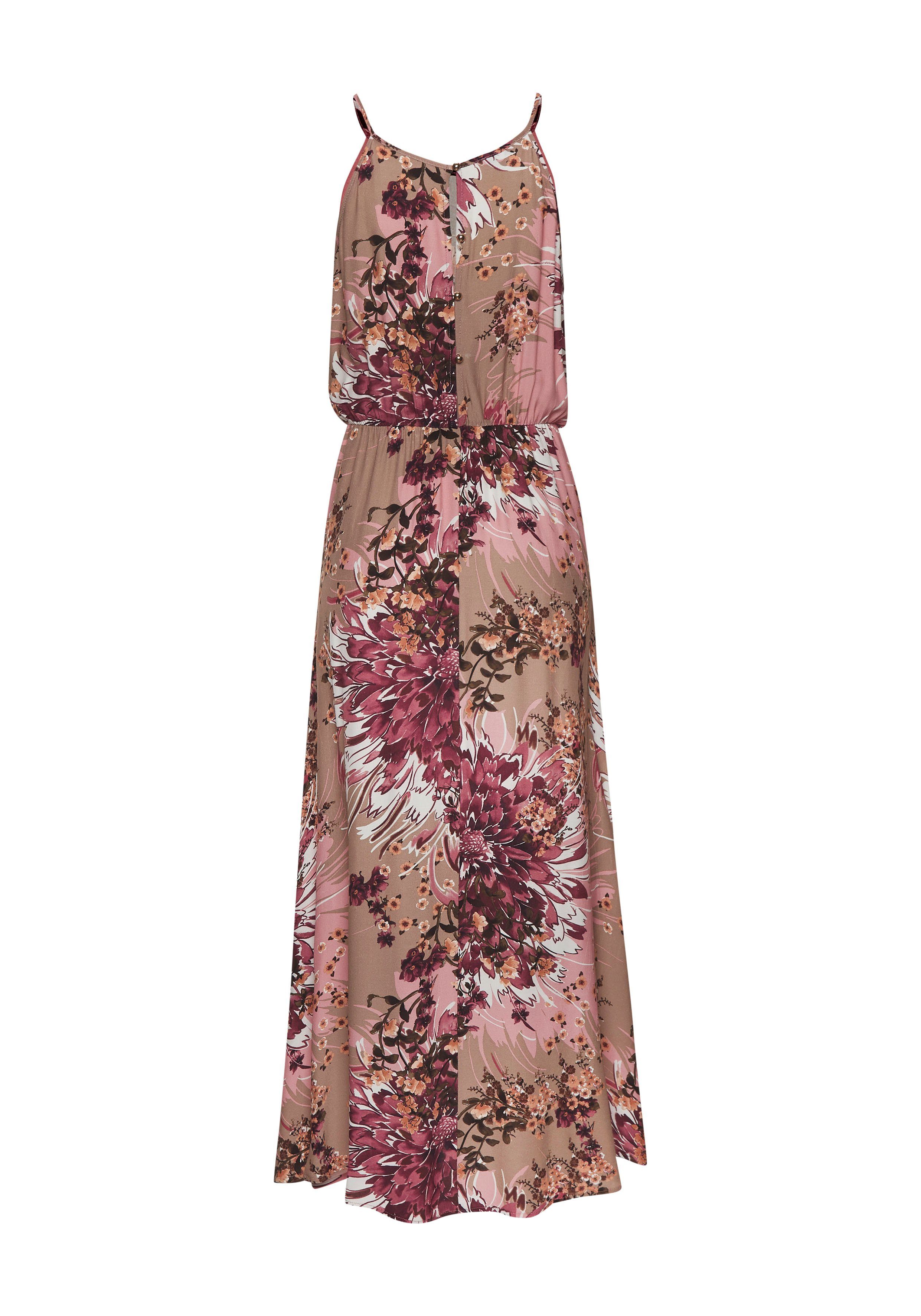 LASCANA Maxikleid mit Alloverprint und Knopfleiste hinten, aus gewebter Viskose luftiges Sommerkleid, elegantes Webkleid, Strandkleid, casual – Bild 4 von 5