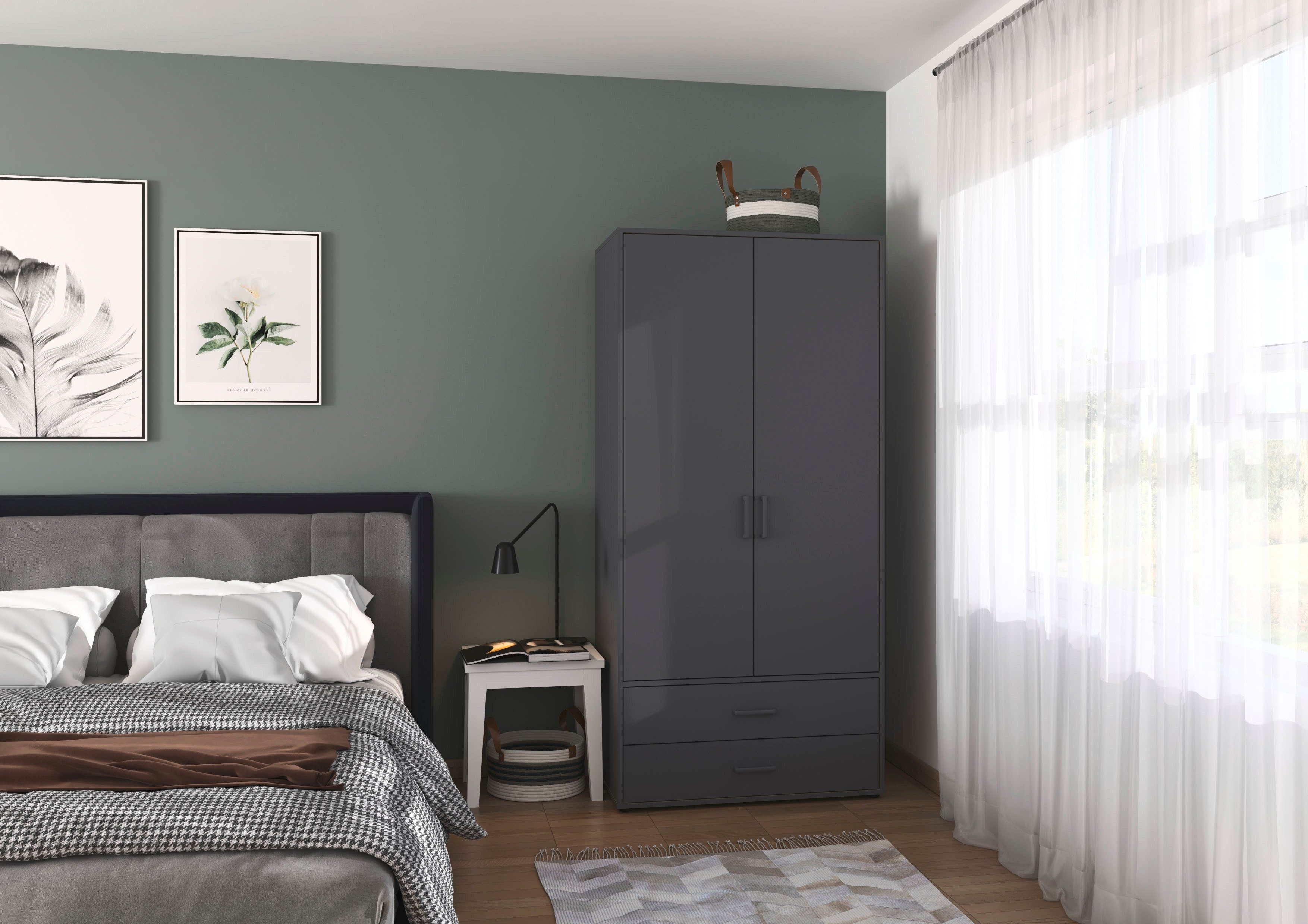 rauch Drehtürenschrank Kleiderschrank Schrank Garderobe Wäscheschrank VOYAGER (in 3 verschiedenen Ausstattungen BASIC/CLASSIC/PREMIUM) mit 2 modernen Griffvarianten, mit Außenschubladen MADE IN GERMANY