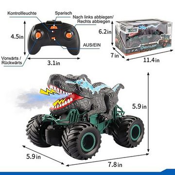Gontence RC-Buggy RC Dinosaurier-Truck für Kinder, 2,4 GHz RC Dinosaurier-Truck (1-tlg), mit LED-Licht und Sound-Sprühfunktion, Dinosaurier-Spielzeug