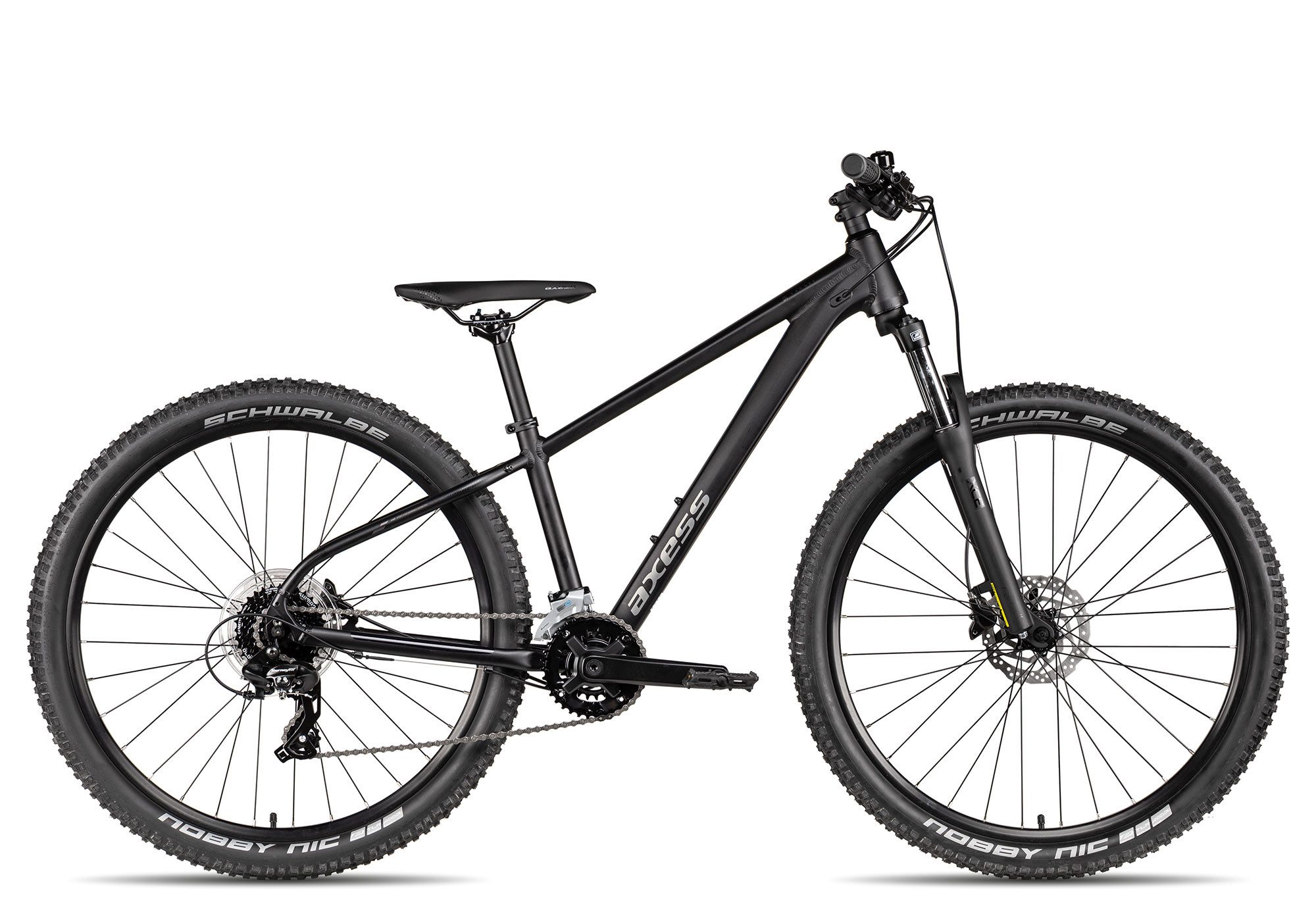 Axess Mountainbike Axess Sandee 27.5, 16 Gang Shimano Tourney RD-TX800 Schaltwerk, Kettenschaltung, hydraulische Scheibenbremse schwarz/grau