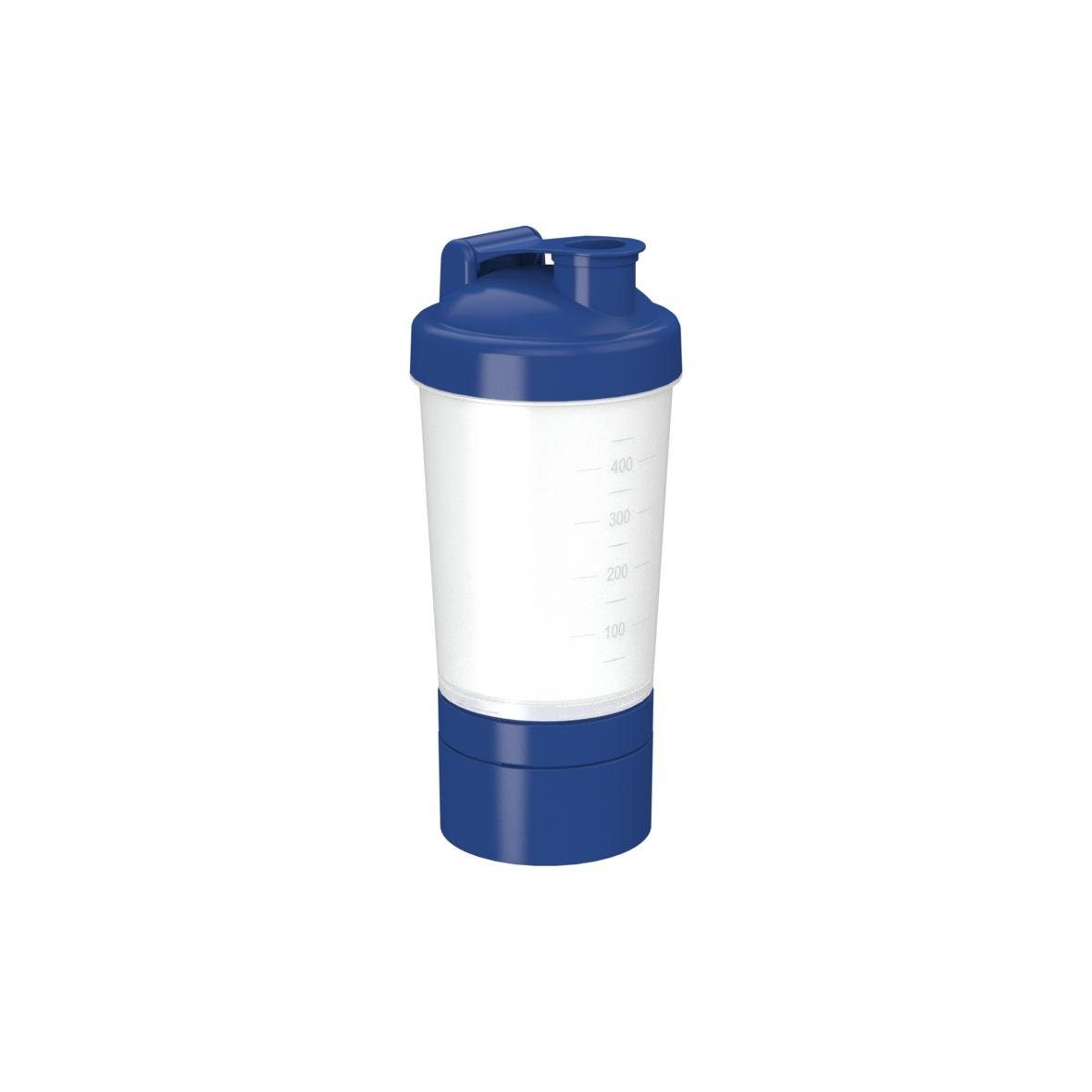 Protein Shaker 400ml Fitness shaker mit 2 Fächern inkl. Sieb und Skala