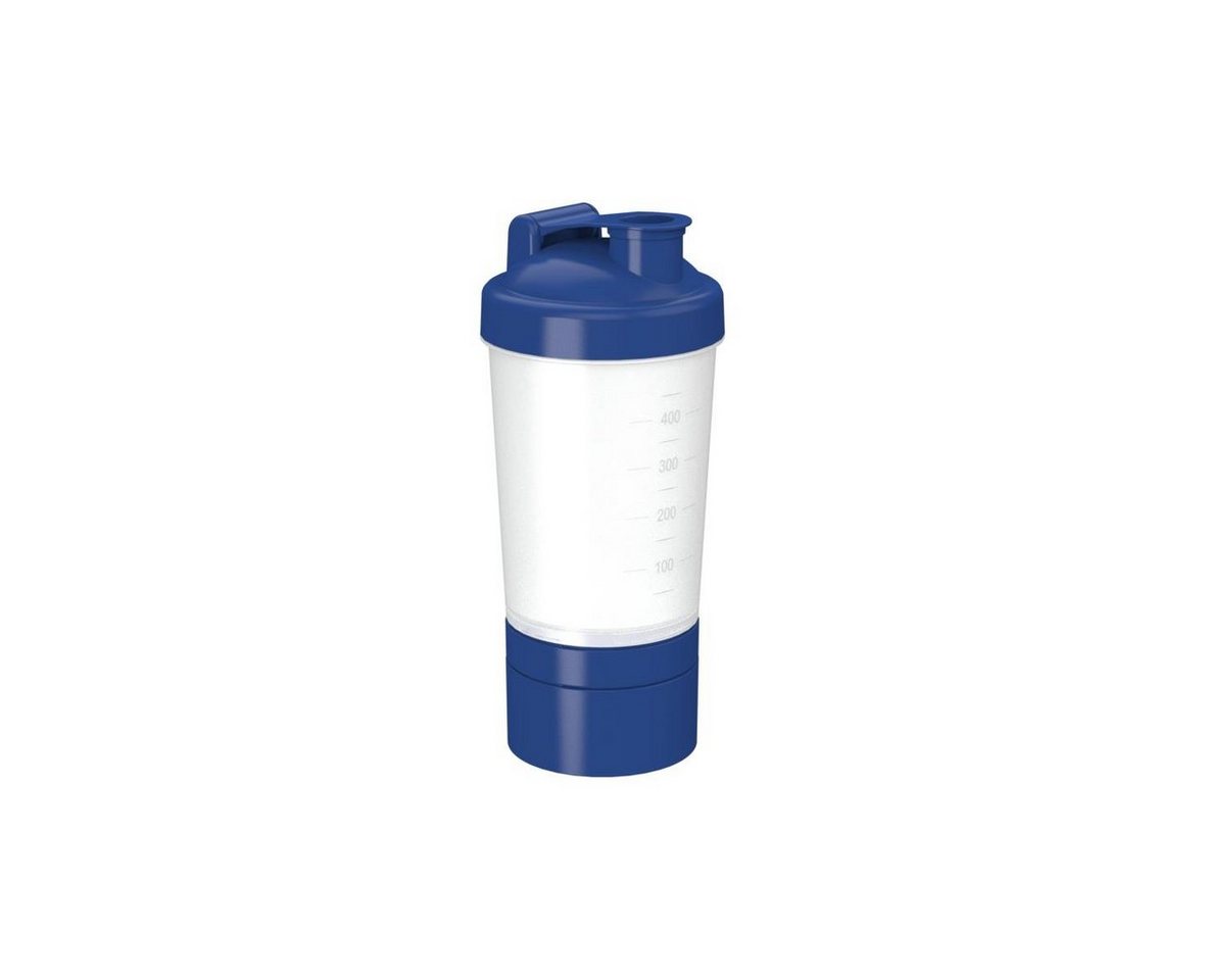 elasto Protein Shaker 400ml Fitness shaker mit 2 Fächern inkl. Sieb und Skala, Shaker für Eiweiß- & Sportgetränke, auslaufsicher, einfache Reinigung