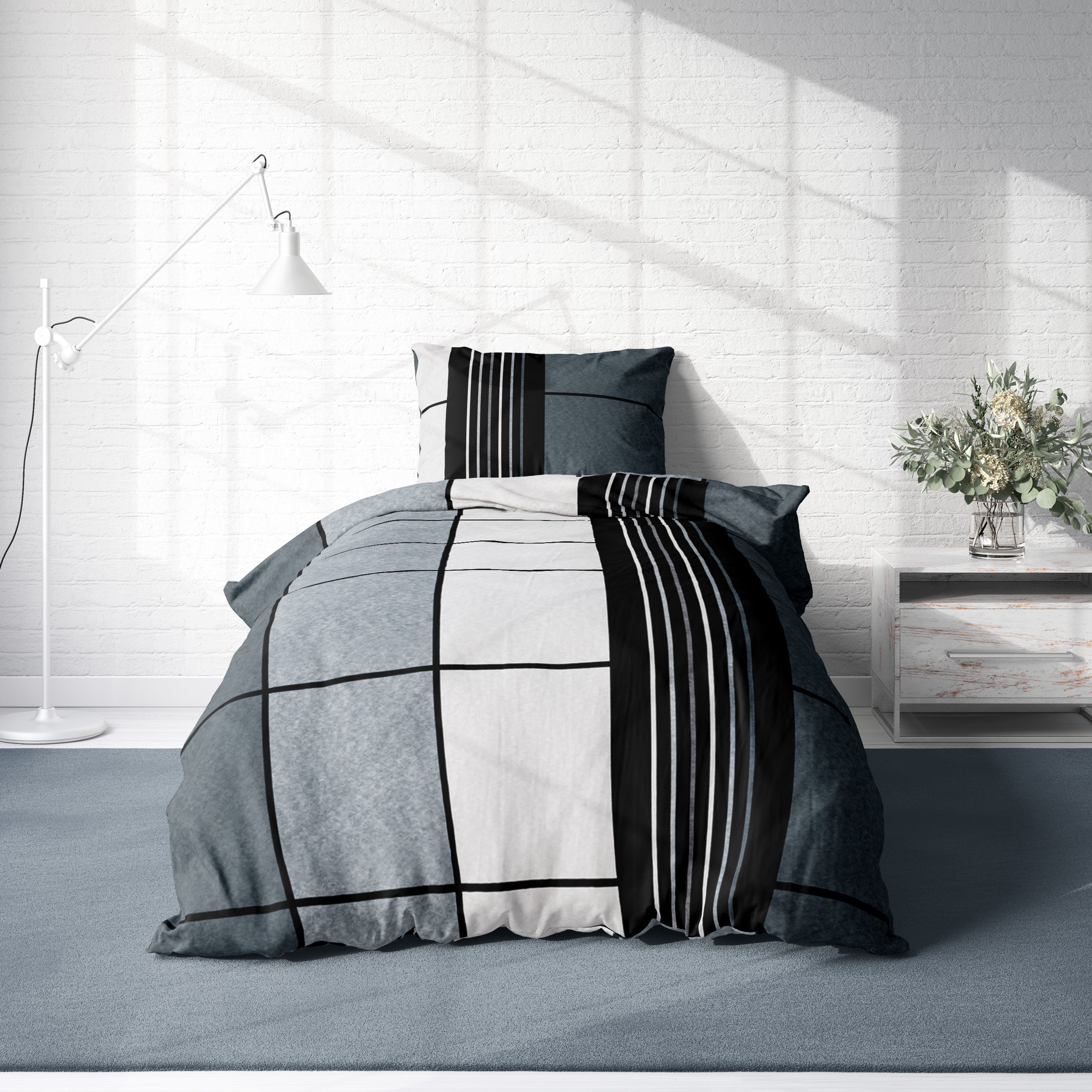 One Home Bettwäsche Winter Thermofleece, Fleece, 4 teilig, Kariert gestreif günstig online kaufen