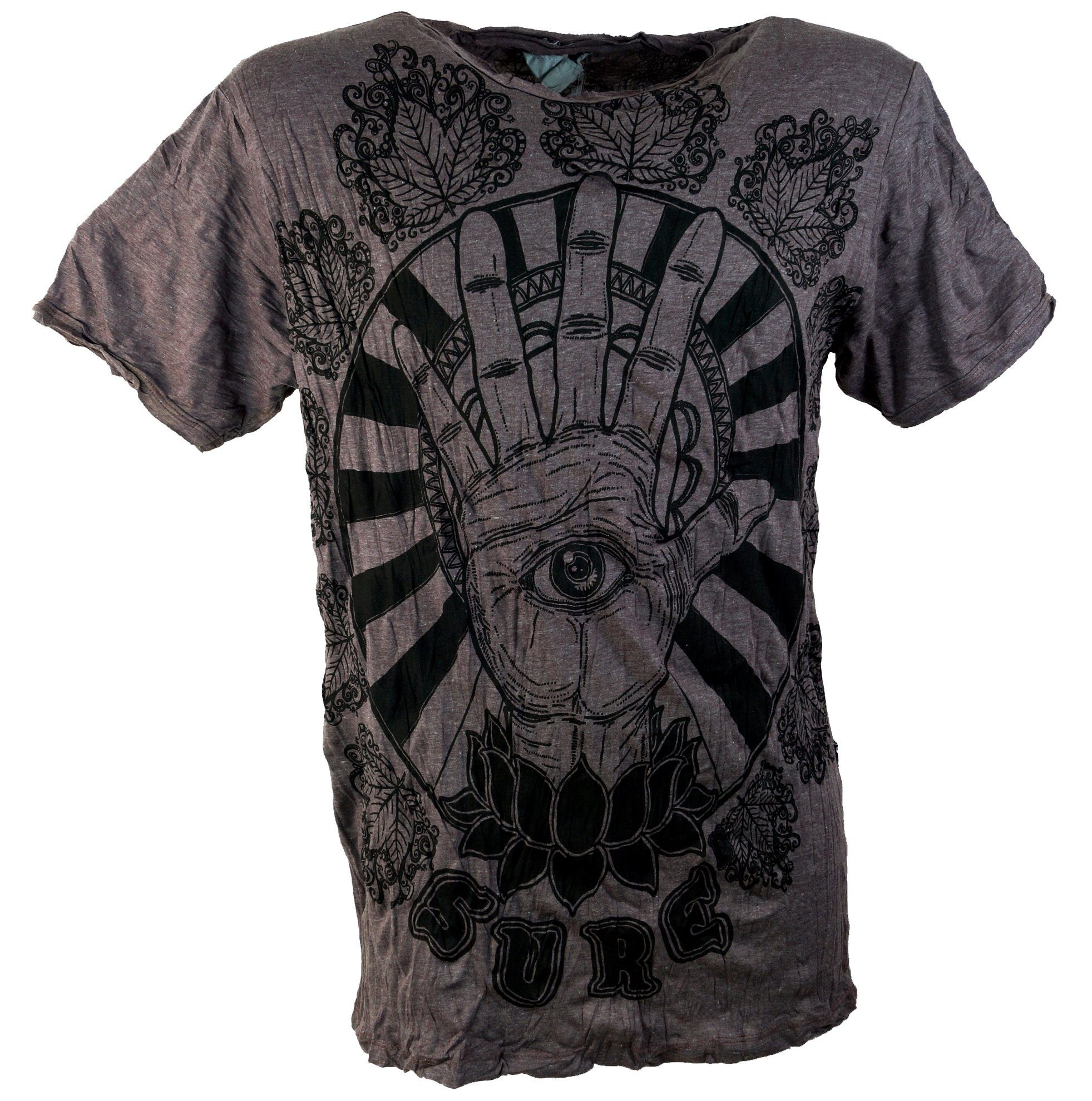 Guru-Shop T-Shirt Sure T-Shirt Magic Eye - coffee Goa Style, Festival, alternative Bekleidung