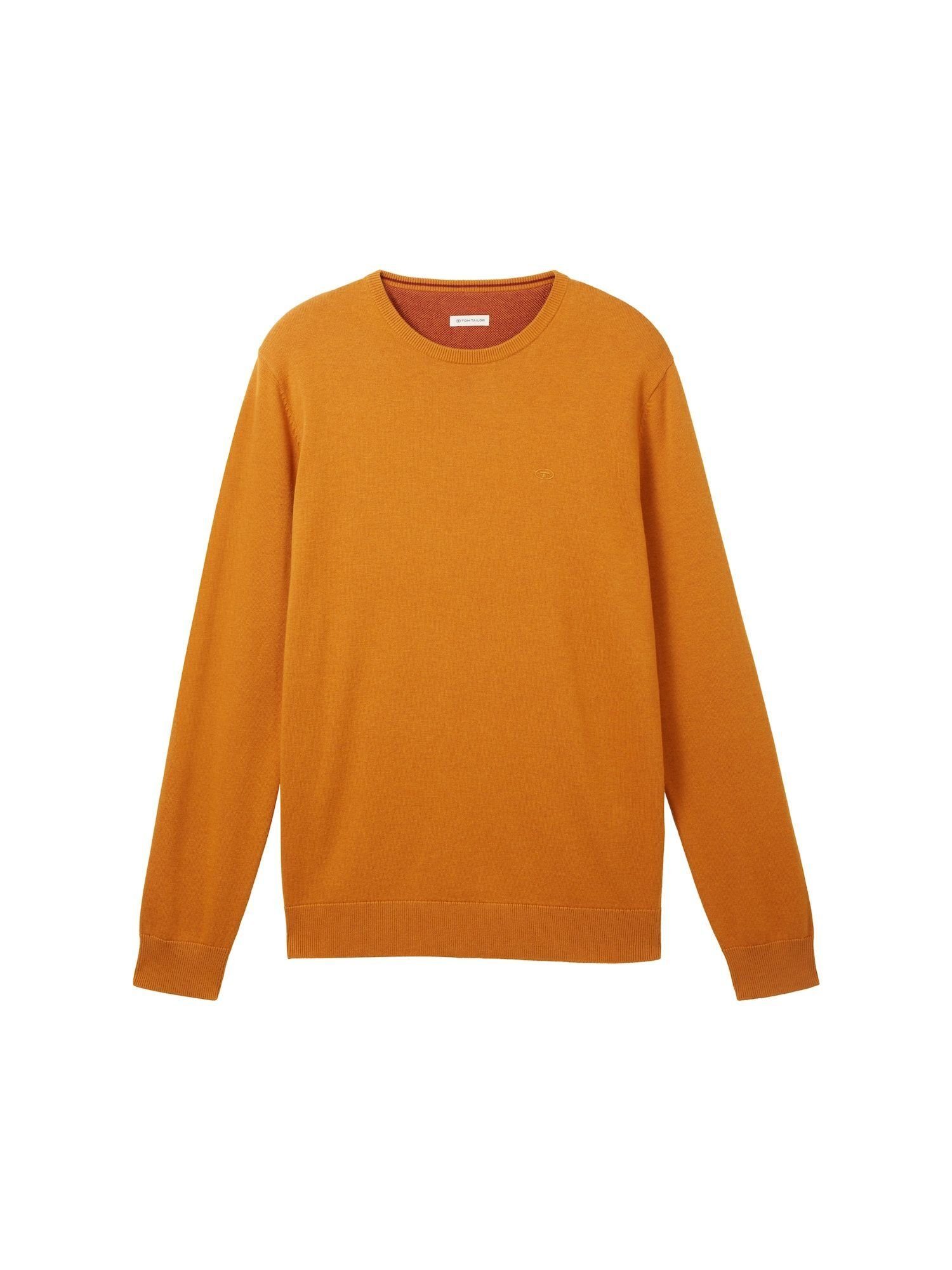TOM TAILOR Sweatshirt Sweatshirt Pullover orange Rippbündchen (1-tlg) mit meliert