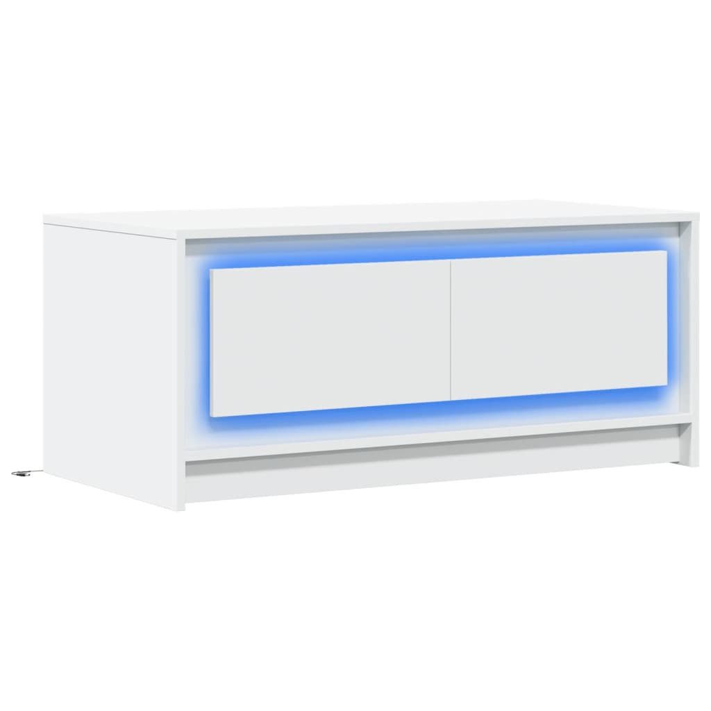 vidaXL Couchtisch LED-Couchtisch Weiß Holzwerkstoff (1-St)