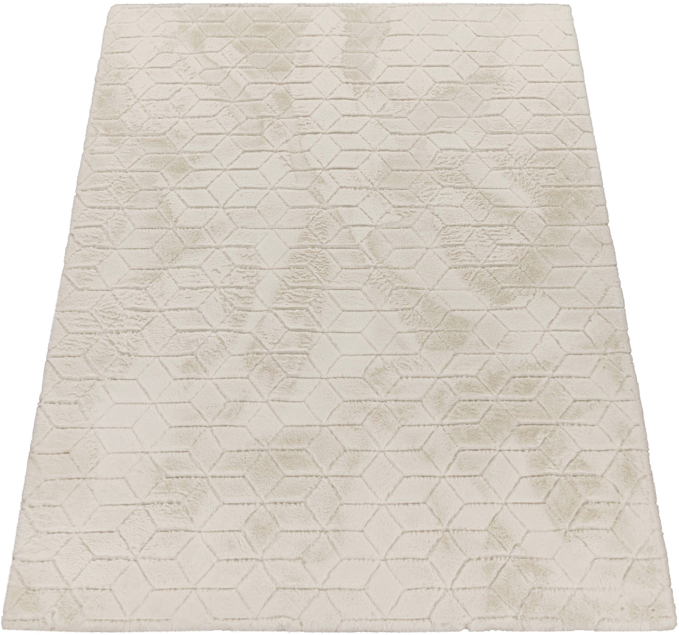 Paco Home Hochflor-Teppich Arnheim 745, rechteckig, Höhe: 26 mm, Uni Farben, modernes geometrisches Design, besonders weich