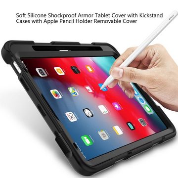 Wigento Tablet-Hülle Für Apple iPad Pro 11.0 Zoll 2018 / iPad Air 2020 4. Gen Hybrid Outdoor Schutzhülle Case Schwarz Tasche Cover Etui