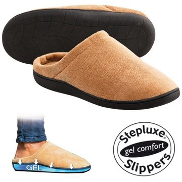 Best Direct® Stepluxe® Slippers Hausschuh (2-tlg) Pantoffeln mit Gelkern, braun, 36-46, warm, weich, waschbar