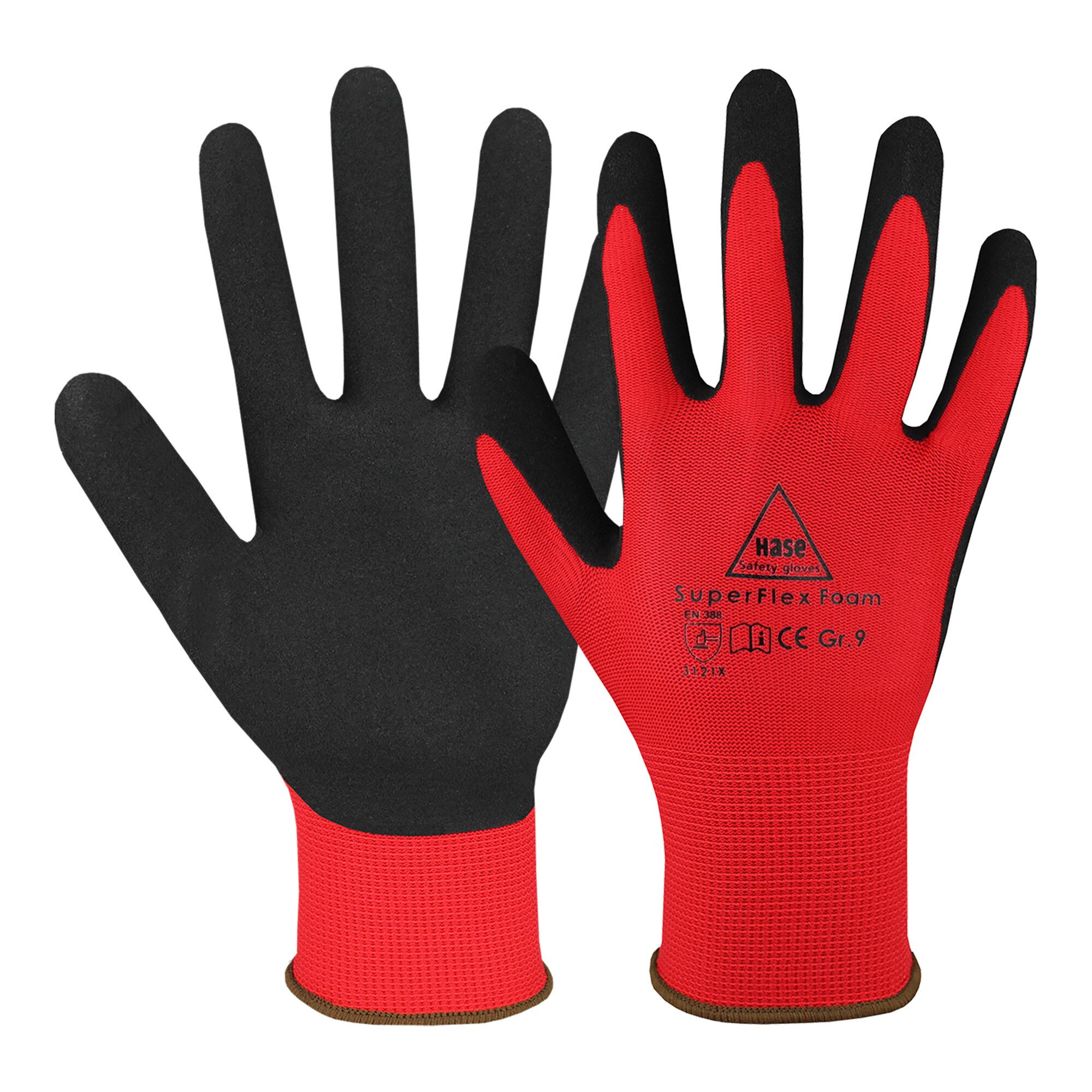 Hase Montage-Handschuhe Hase Superflex Foam Montagehandschuh aus Polyester Größe 7 10 Stk