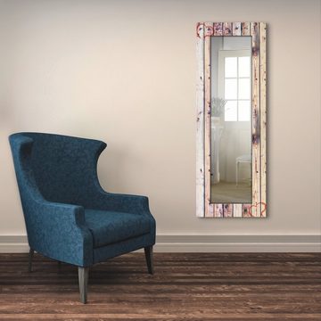 Artland Dekospiegel Vintage Hintergrund Holzwand mit Herz, gerahmter Ganzkörperspiegel, Wanspiegel mit Motivrahmen, Landhaus