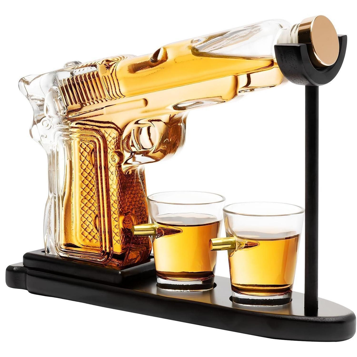 LuxusKollektion Dekanter Whisky Set Dekanter mit 2 Bullet Gläsern