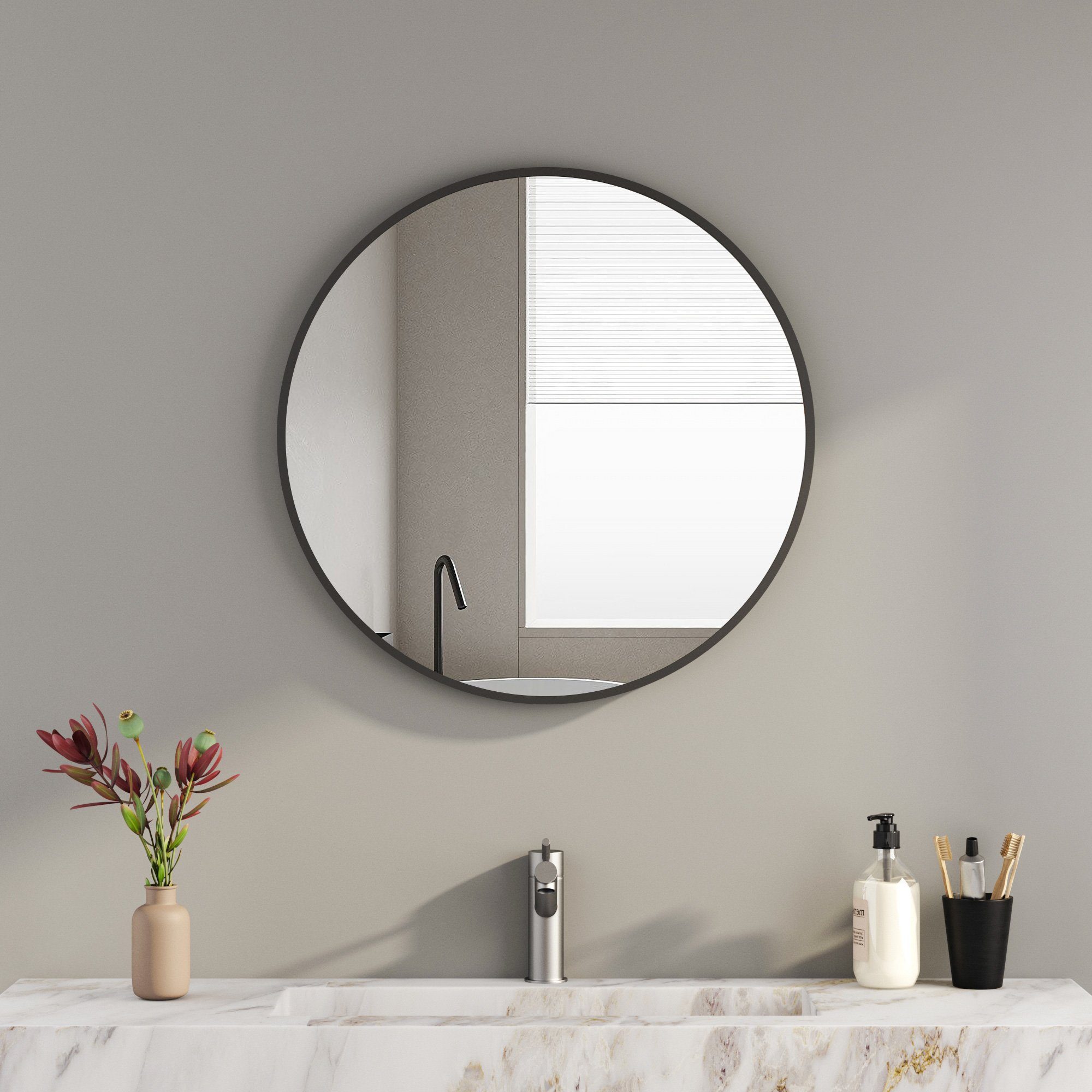 Boromal Wandspiegel Rund Schwarz Spiegel Flur Runder Metall Rahmen Schlafzi günstig online kaufen