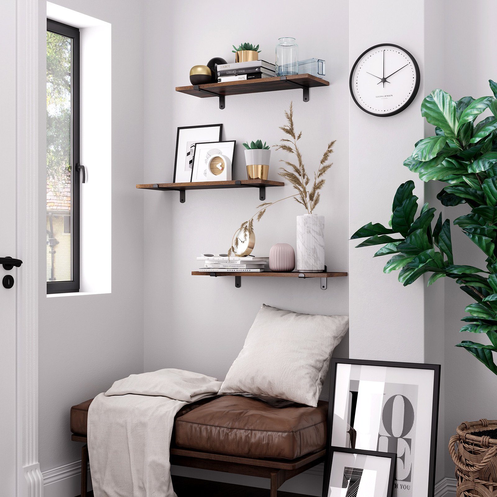 VASAGLE Wandregal, 2-tlg., schwimmend, dekorativ, Retro-Stil, maximale Bela günstig online kaufen