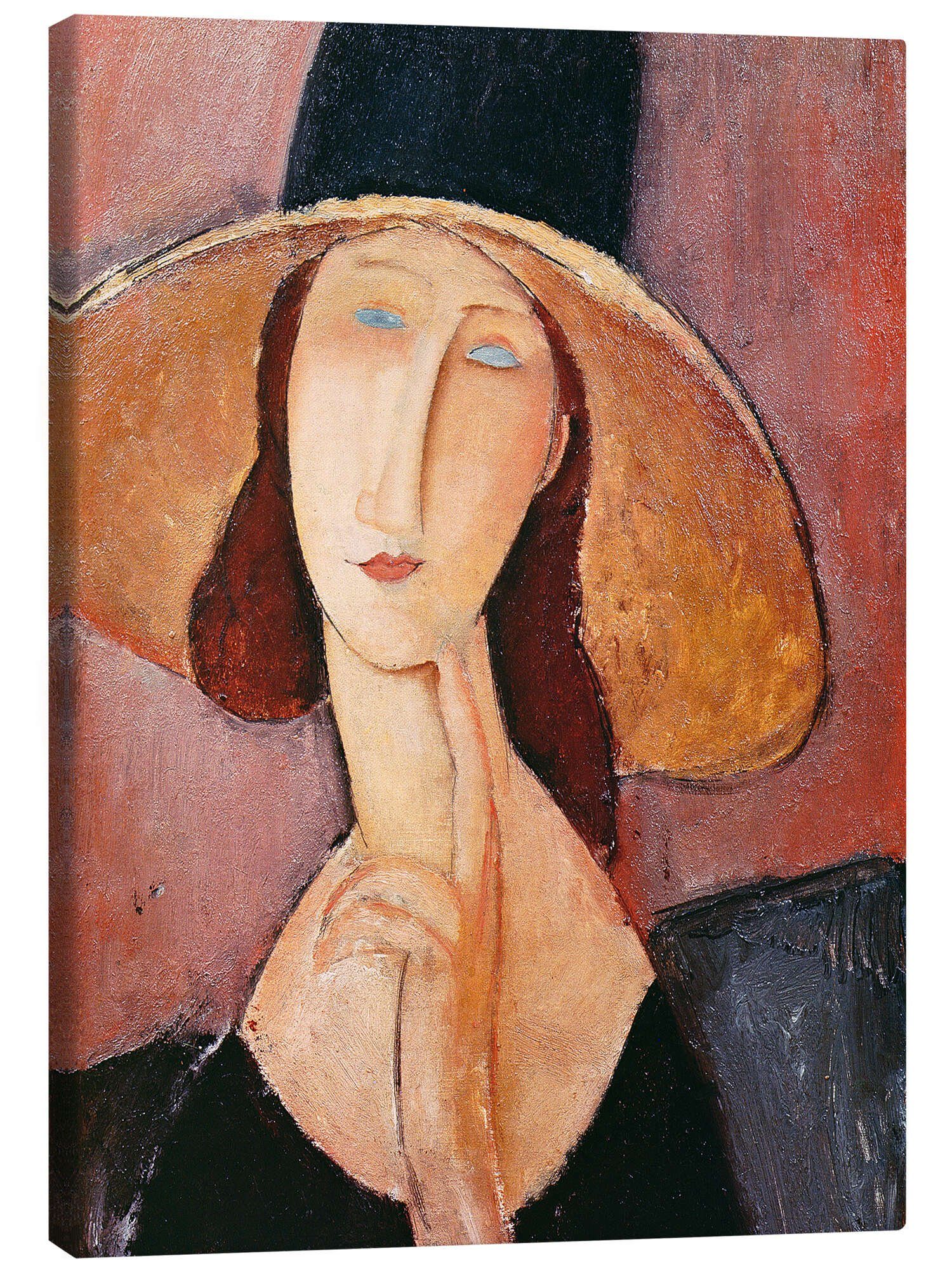 Posterlounge Wandbild Jeanne Hebuterne mit einem großen Hut, Amedeo Modigliani, erhältlich als Poster, Leinwandbild, Wandsticker oder Acrylglasbild
