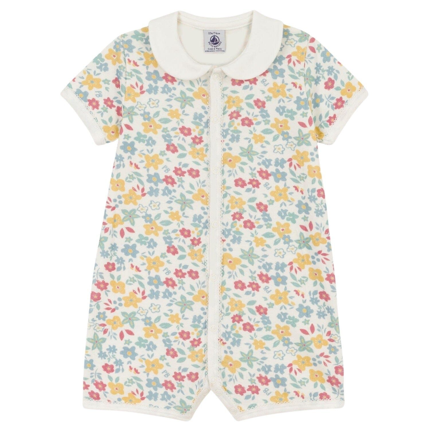 Strampler Petit Bateau Kurzoverall geblümt bunt