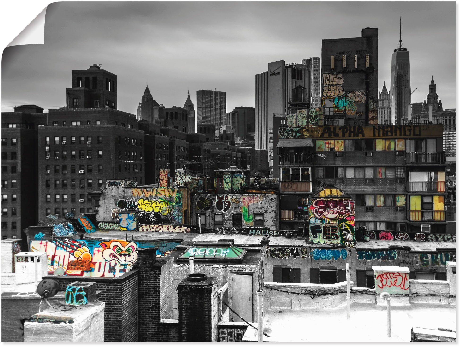 Graffiti versch. (1 York, Wandaufkleber Leinwandbild, Artland oder in Wandbild Größen St), Poster New Amerika als in