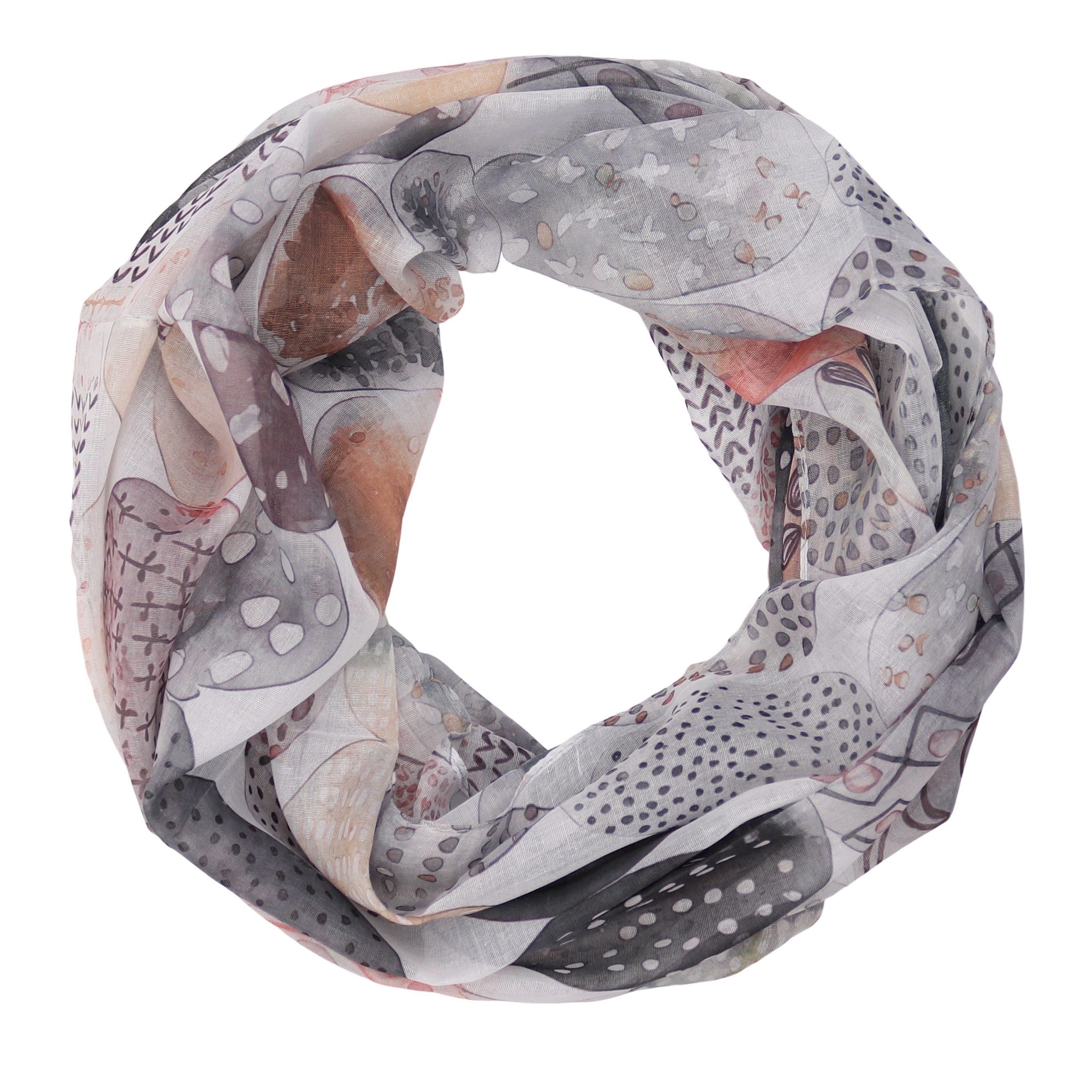MIRROSI Loop Damen Schal mit Tollem Muster Weich aus 100% Viskose, Schlauchschal, (ca. 160x48cm, zweimal um den Hals wickelbar), Damen Halstuch Stola ideal für Frühling,Sommer, Herbst