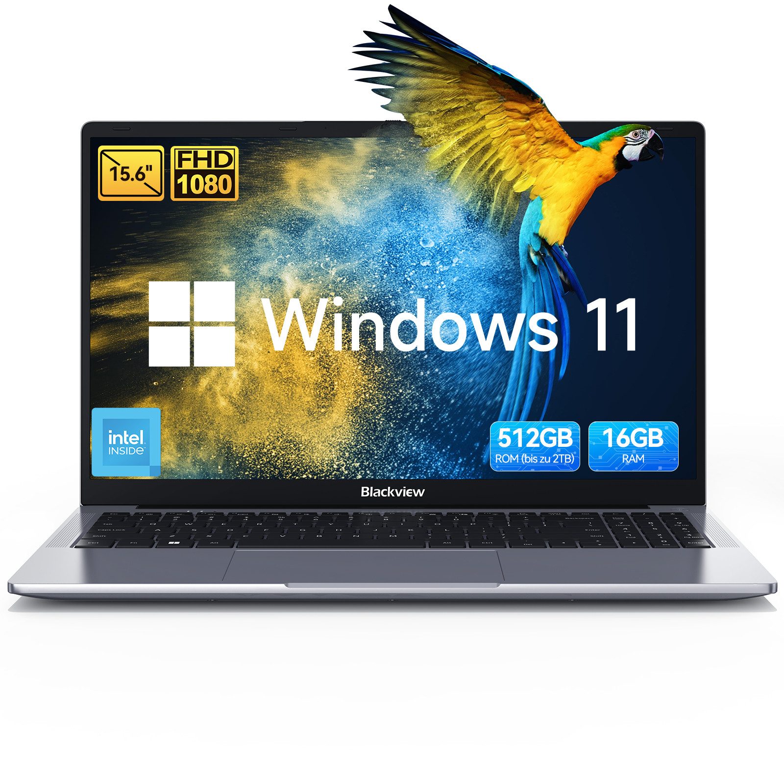 blackview 15,6" Acebook6 Intel Twin Lake N150 256/512GB Notebook (Intel Intel Twin Lake N150, 512 GB SSD, 180° Drehung/Low Blue Light-Zertifizierung/Deutsche Tastaturaufkleber)