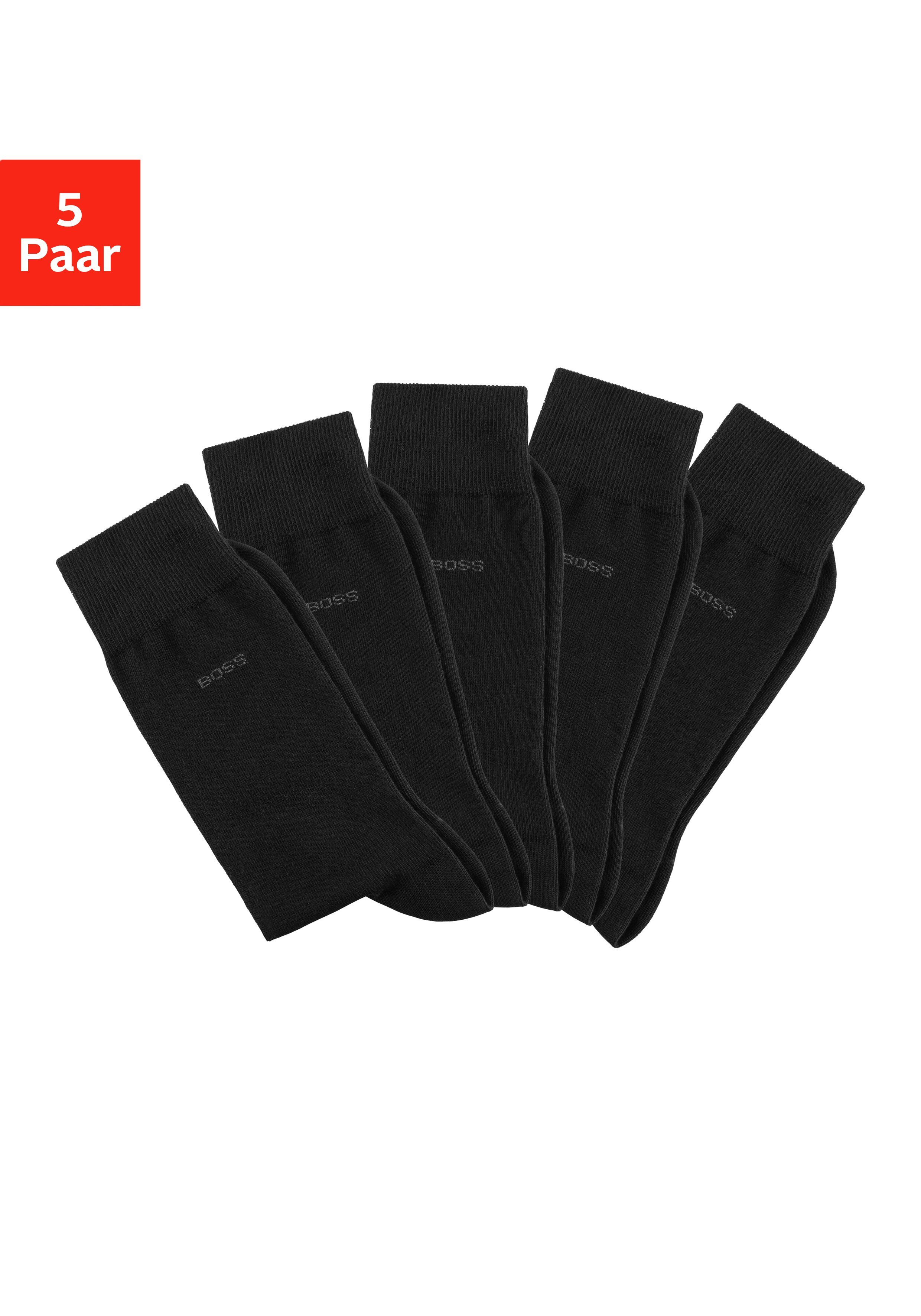 BOSS Socken 5P Uni Color CC (5-Paar) in klassischer Unifarbe 5x schwarz