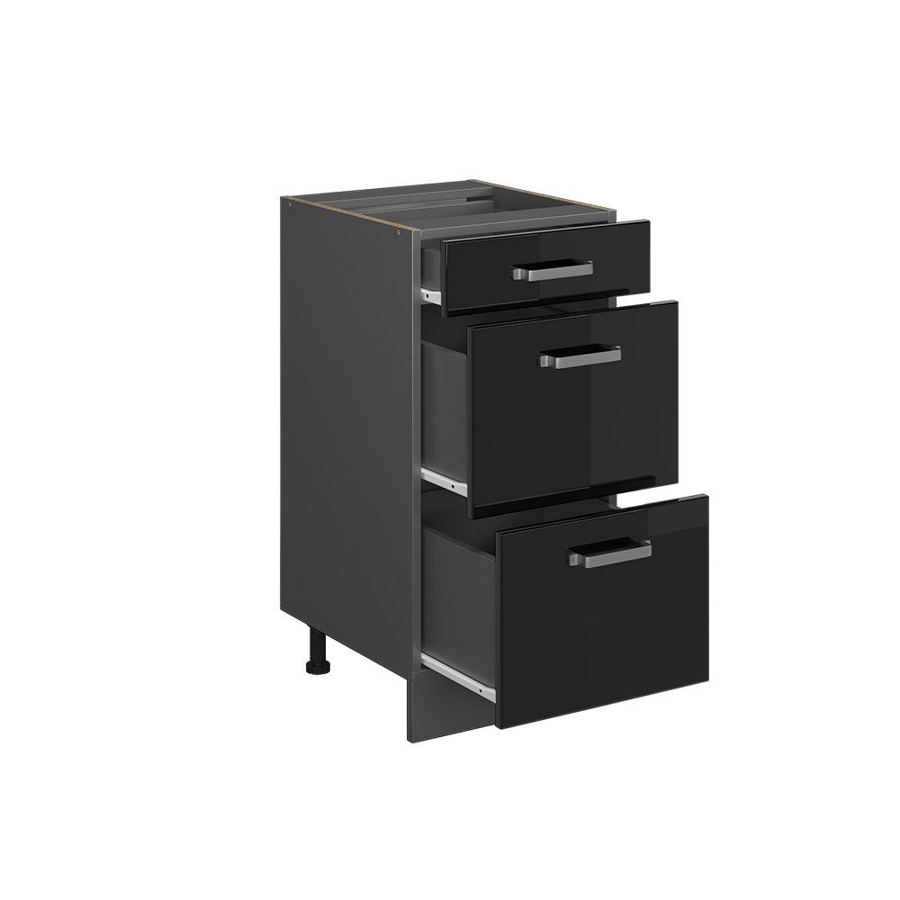 Vicco Unterschrank R-Line Schwarz Hochglanz/Anthrazit 40cm ohne Arbeitsplatte (1-St) – Bild 4 von 5