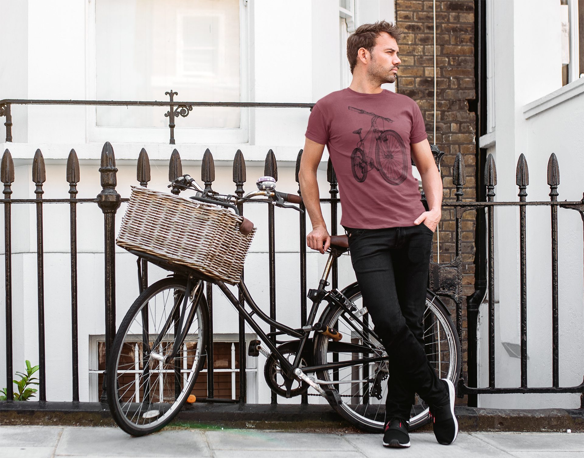 Baddery Print-Shirt Fahrrad T-Shirt: "MTB Blueprint" - Mountainbike Shirt, hochwertiger Siebdruck, auch Übergrößen, aus Baumwolle