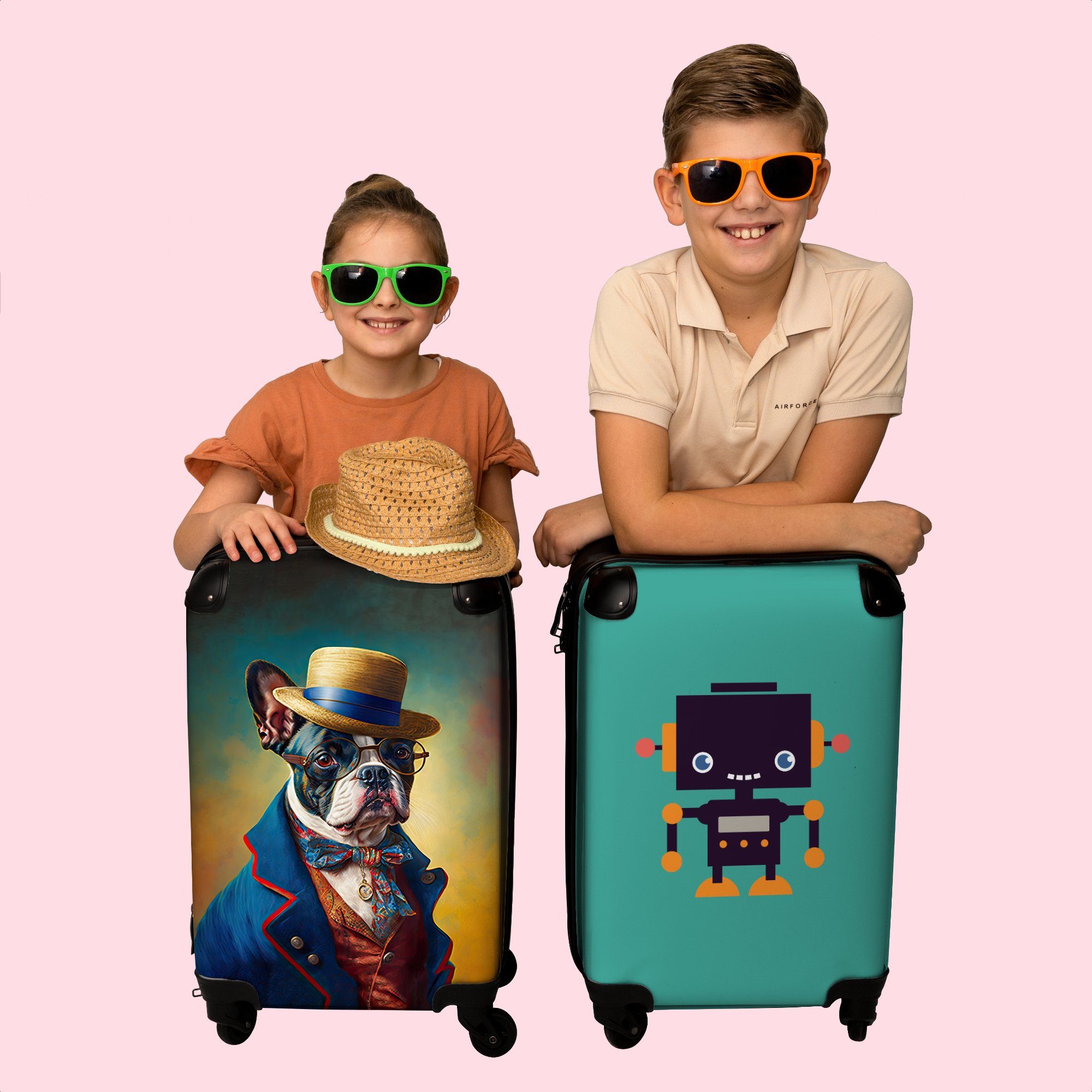 - Accessoires NoBoringSuitcases.com© Handgepäck Kleidung Kindertrolley, Farbe Kinderkoffer 4 Ferien, - rollen, Hund Koffer - für Rollen, - mit 55x35x20cm Reisetasche Porträt,