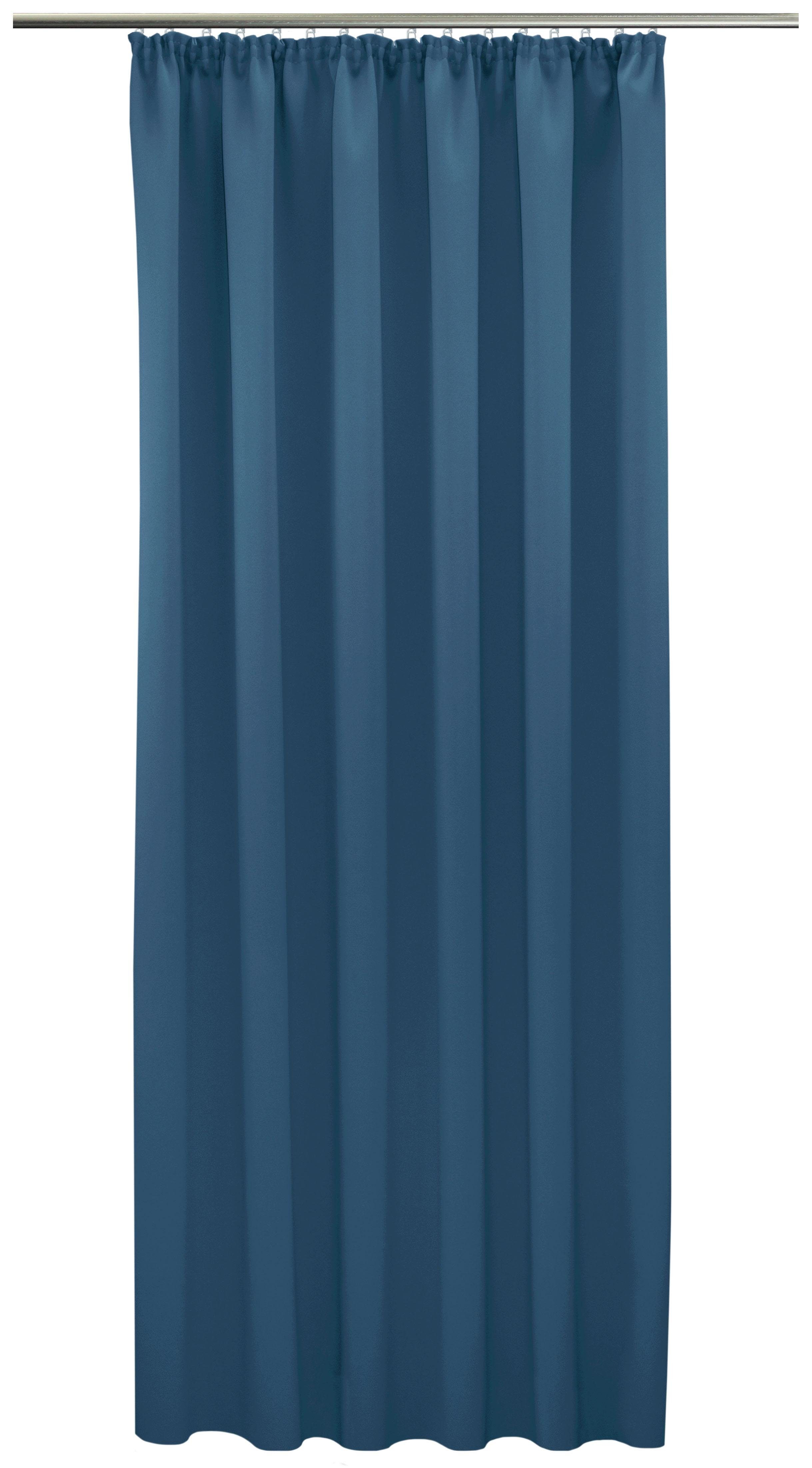 Vorhang Leon, Energie VHG, verdunkelnd, Verdunkler, sparend, Kälte (1 St), Kräuselband abweisend blau Wärmeschutz