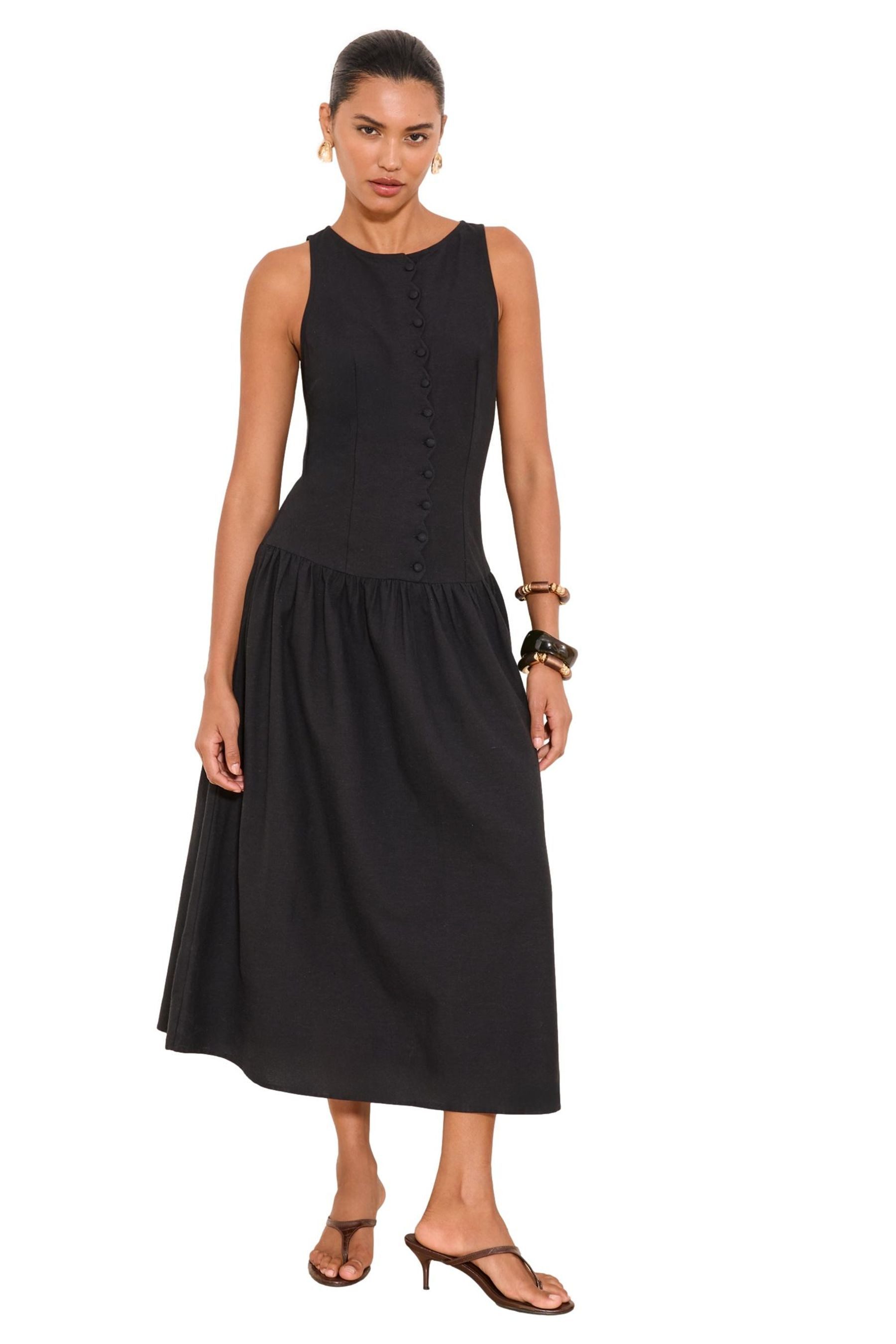 LIPSY Midikleid Lipsy geknöpftes Midikleid mit U-Boot-Ausschnitt (1-tlg)