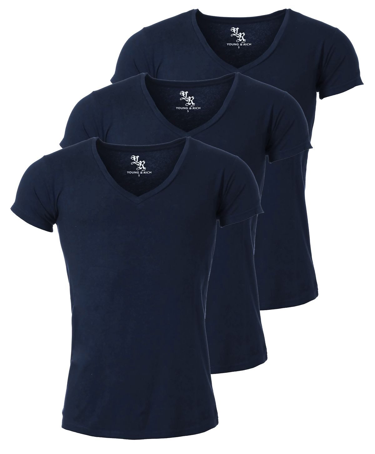 Young & Rich T-Shirt Herren Uni Basic 1315 extra tiefer Ausschnitt 3er Pack günstig online kaufen