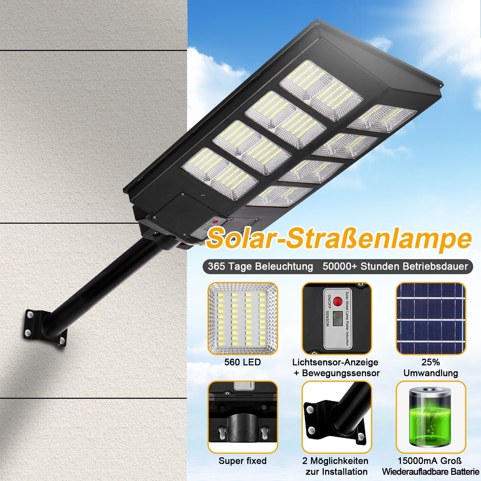 LMaxhome LED Solarleuchte Tageslicht Außen-Wandleuchte Wasserdicht günstig online kaufen