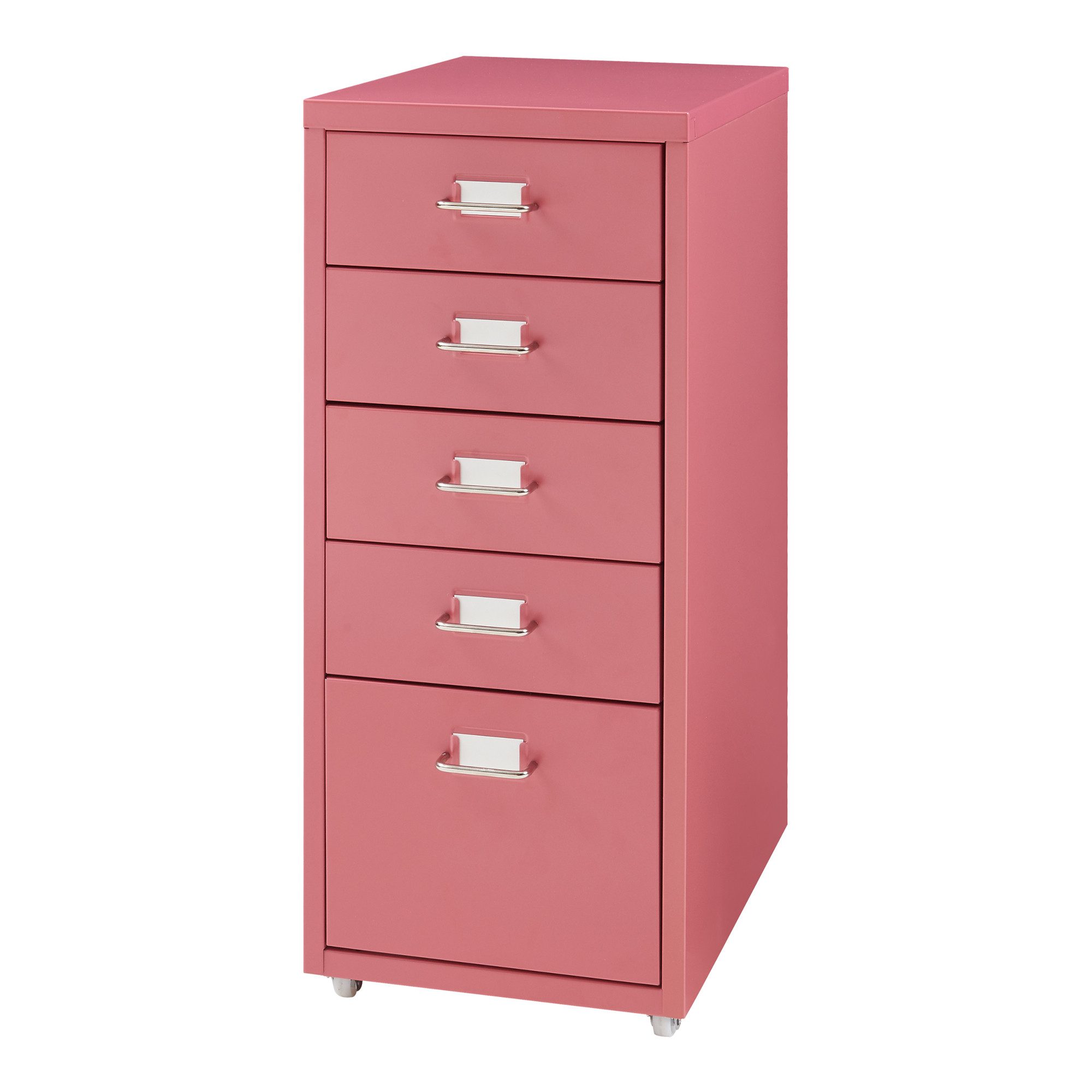 en.casa Rollcontainer, »Kökar« mit 5 Schubladen Bürowagen Wassermelonenrot günstig online kaufen
