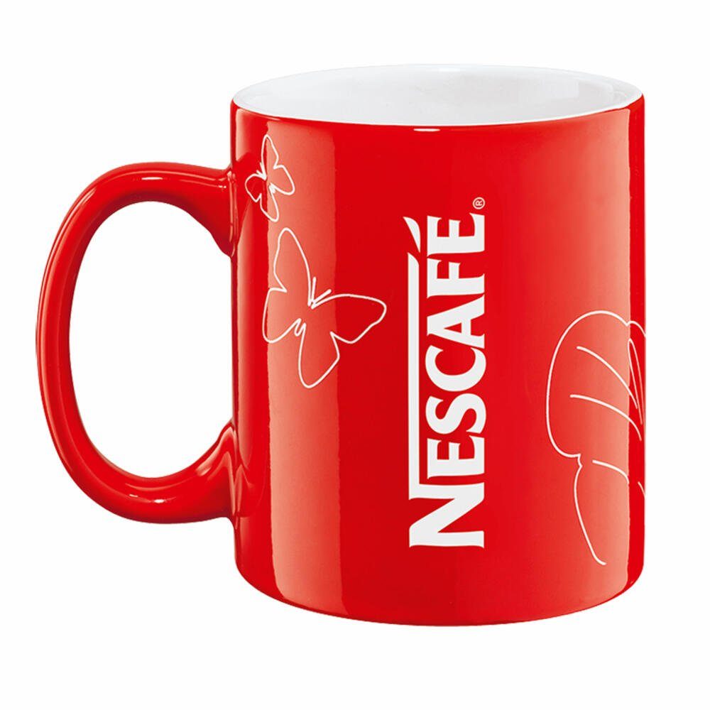 NESCAFE Becher Kaffeebecher mit Henkel, rot, 300 ml, Porzellan