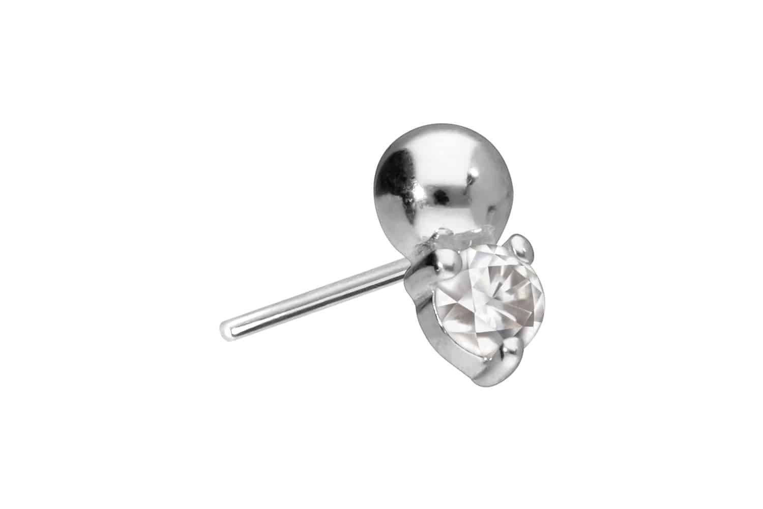 Piercing-Set 14 Karat Gold Aufsatz mit Titan Push Pin MOISSANIT + KUGEL